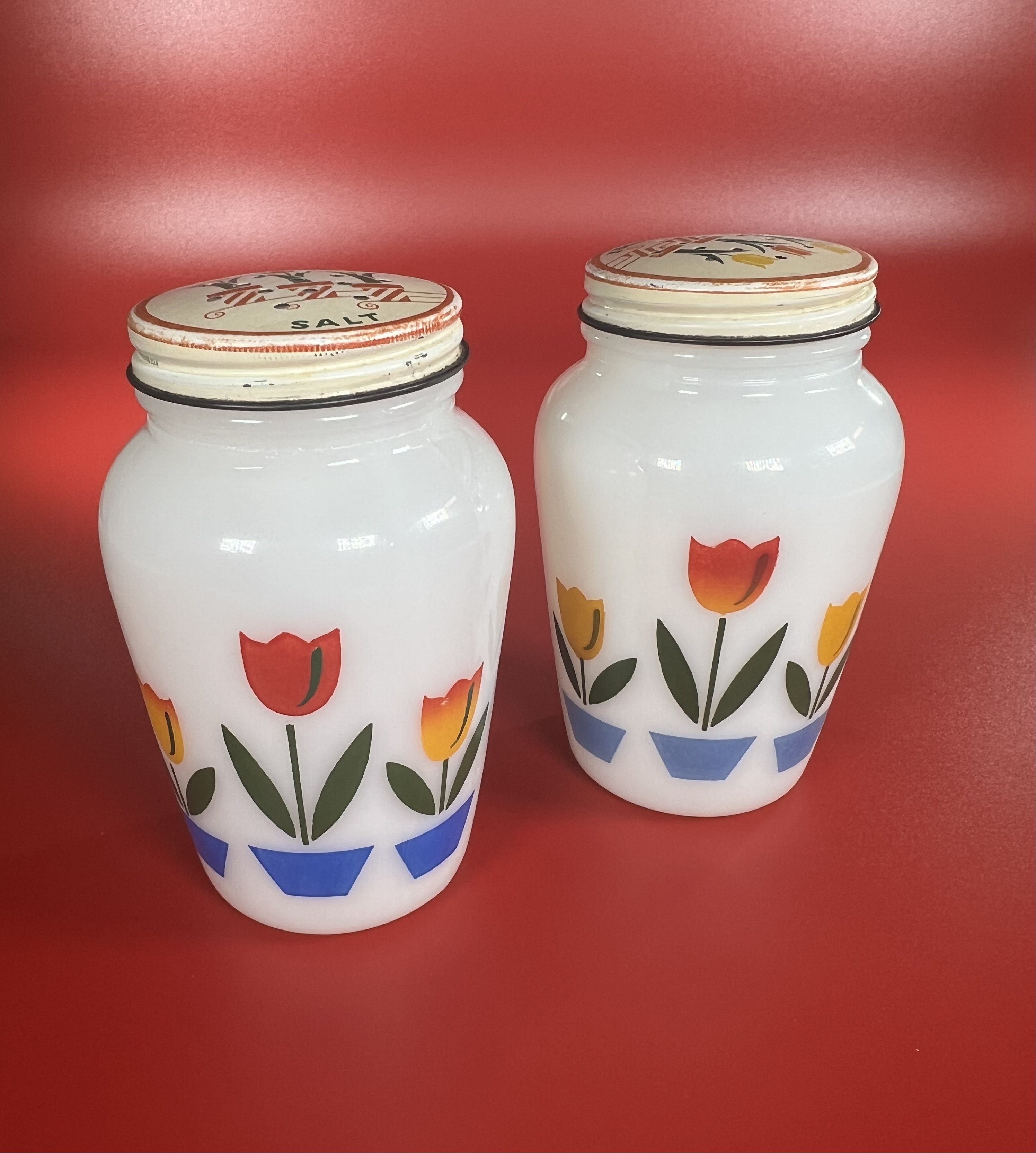 Mid-Century Milk Glass Canisters
