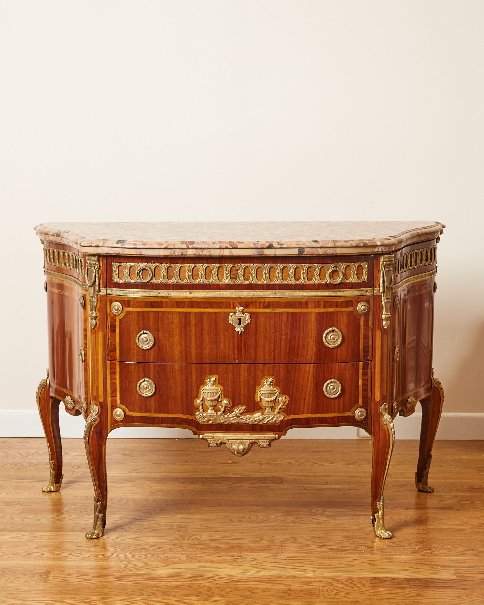 French Louis XV Style Kingwood and Marble Commode