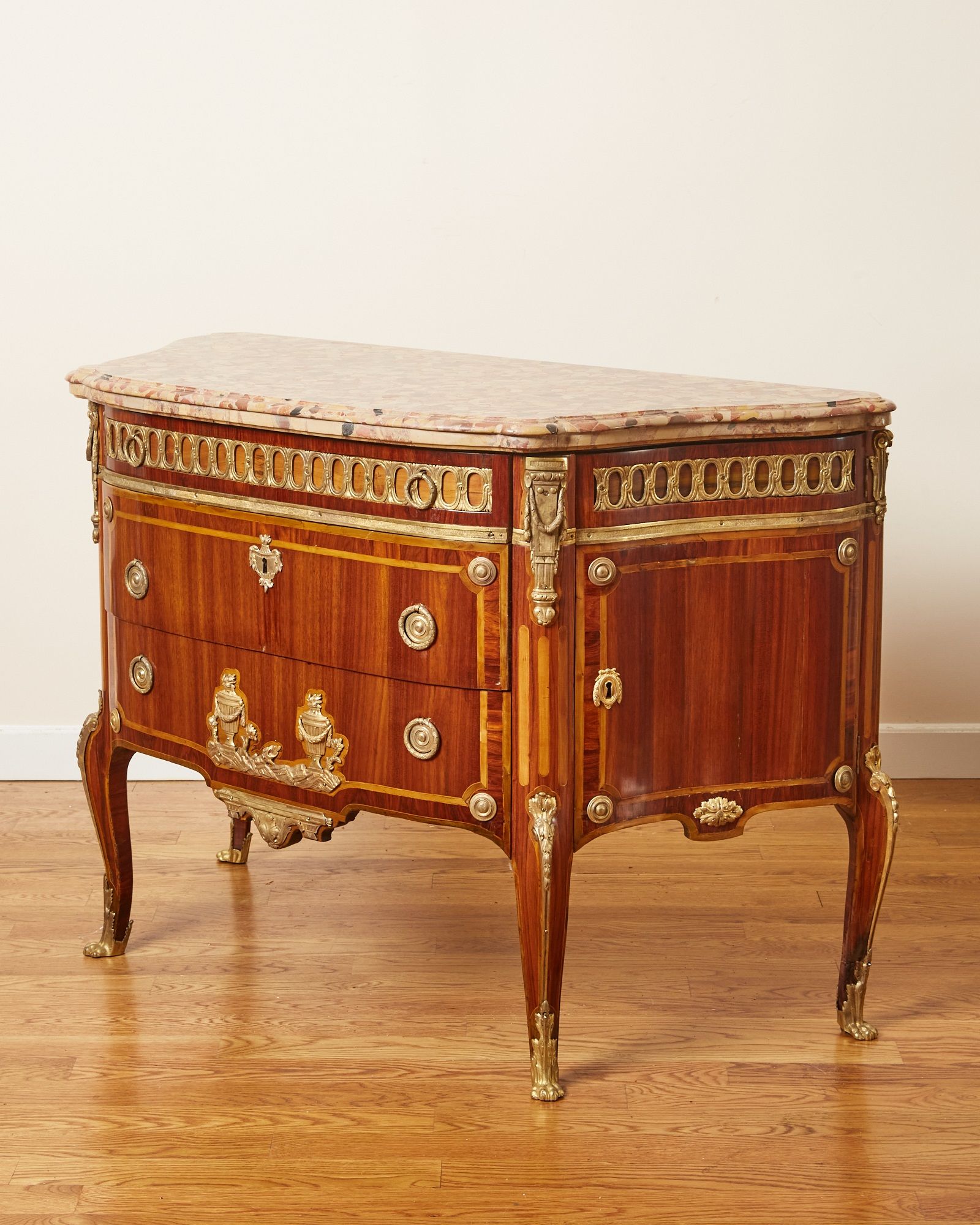 French Louis XV Style Kingwood and Marble Commode thumbnail 2