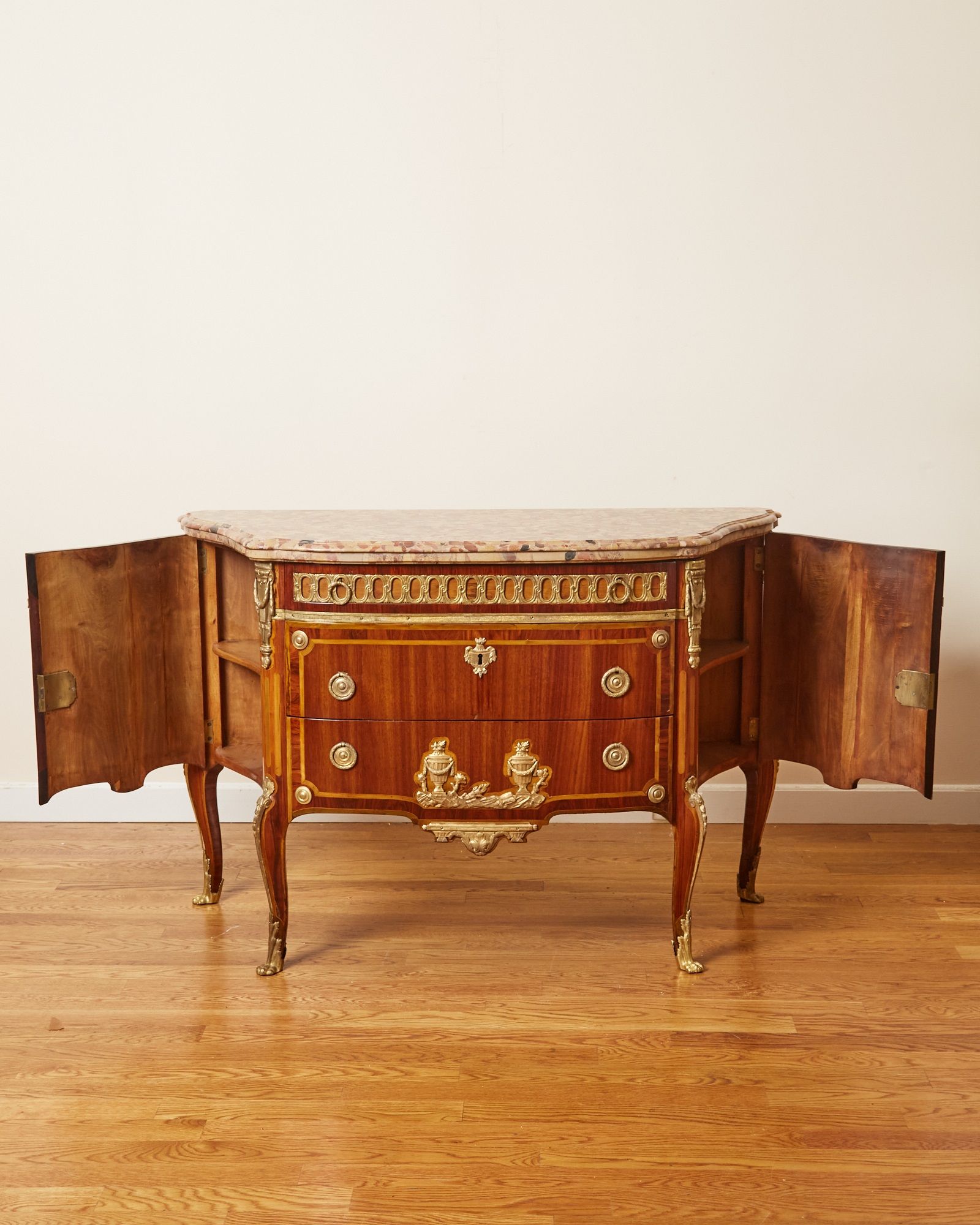 French Louis XV Style Kingwood and Marble Commode thumbnail 4