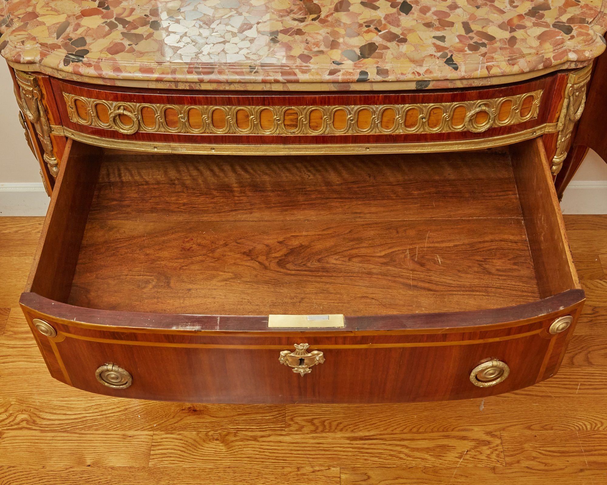 French Louis XV Style Kingwood and Marble Commode thumbnail 6