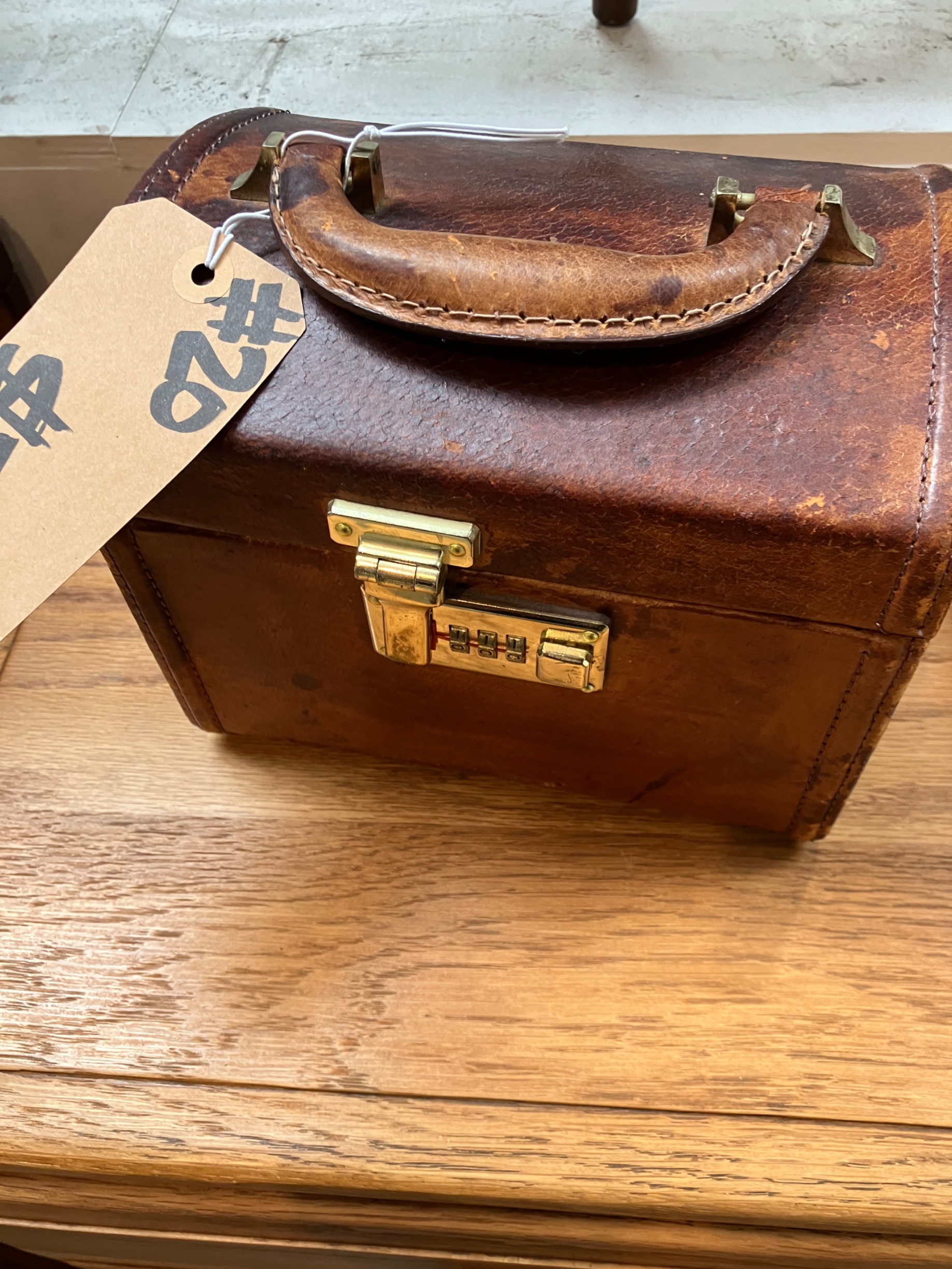 Vintage Leather Box with Brass Lock