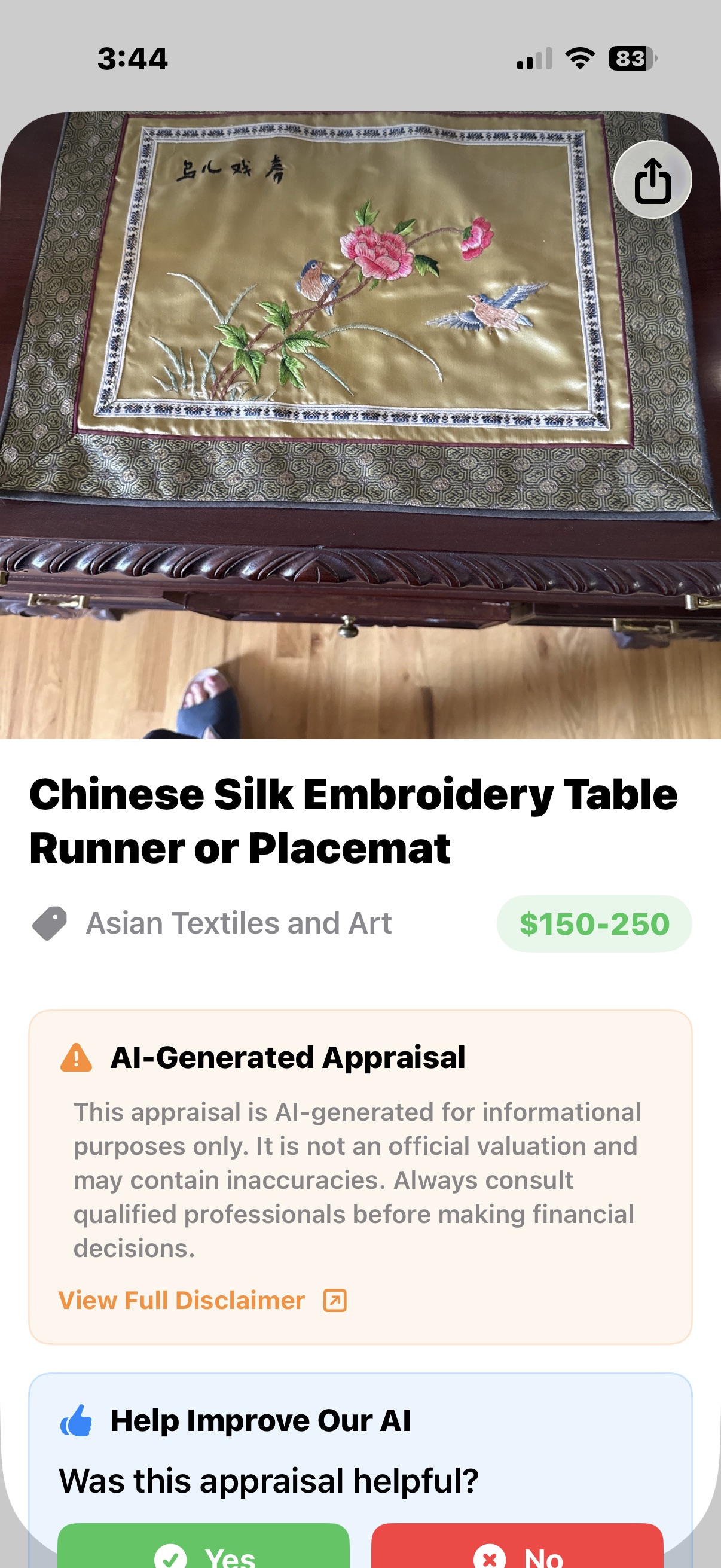 Chinese Silk Embroidery Table Runner