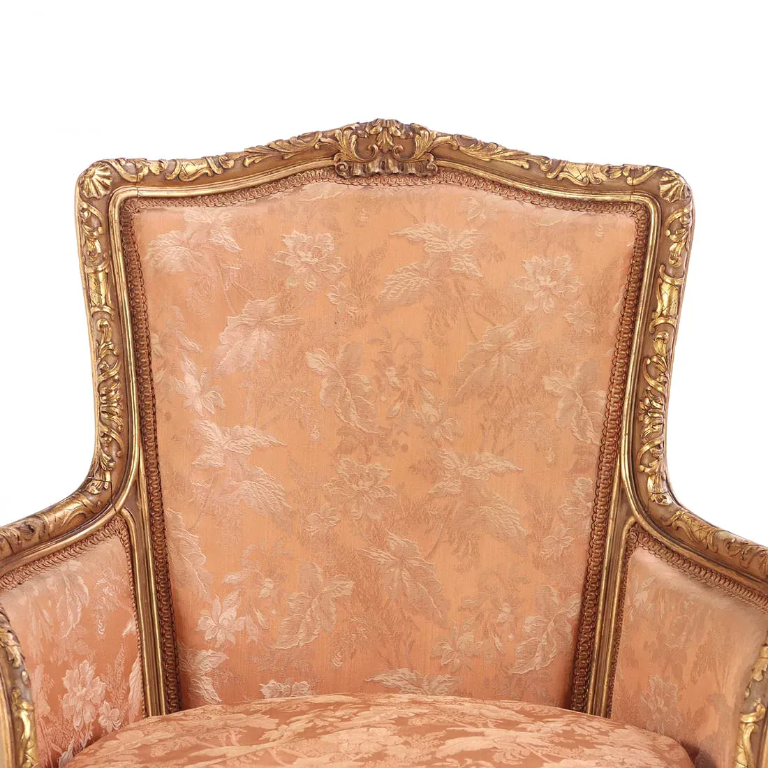 French Louis XV Style Giltwood Bergère Armchairs thumbnail 4