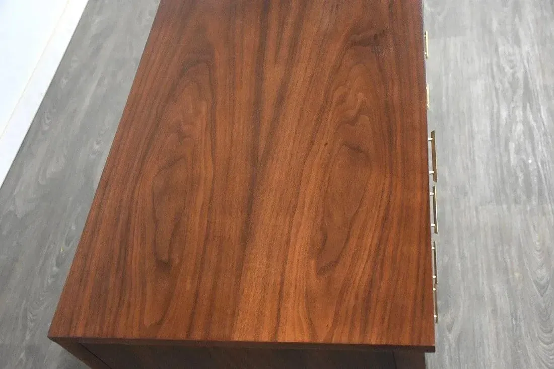 Mid-Century Modern Walnut and Gray Eight-Drawer Dresser thumbnail 5