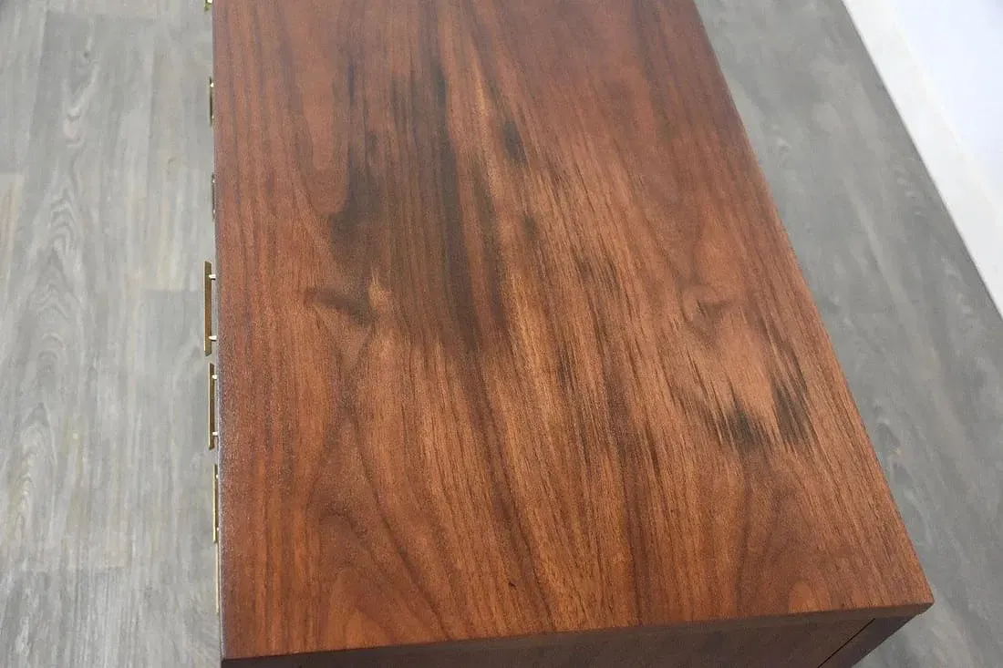 Mid-Century Modern Walnut and Gray Eight-Drawer Dresser thumbnail 6