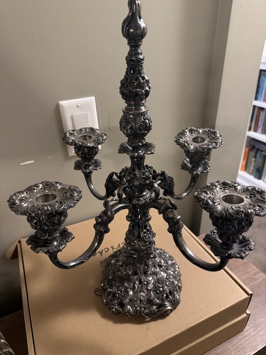Rococo Revival Style Silver-Plated Candelabrum