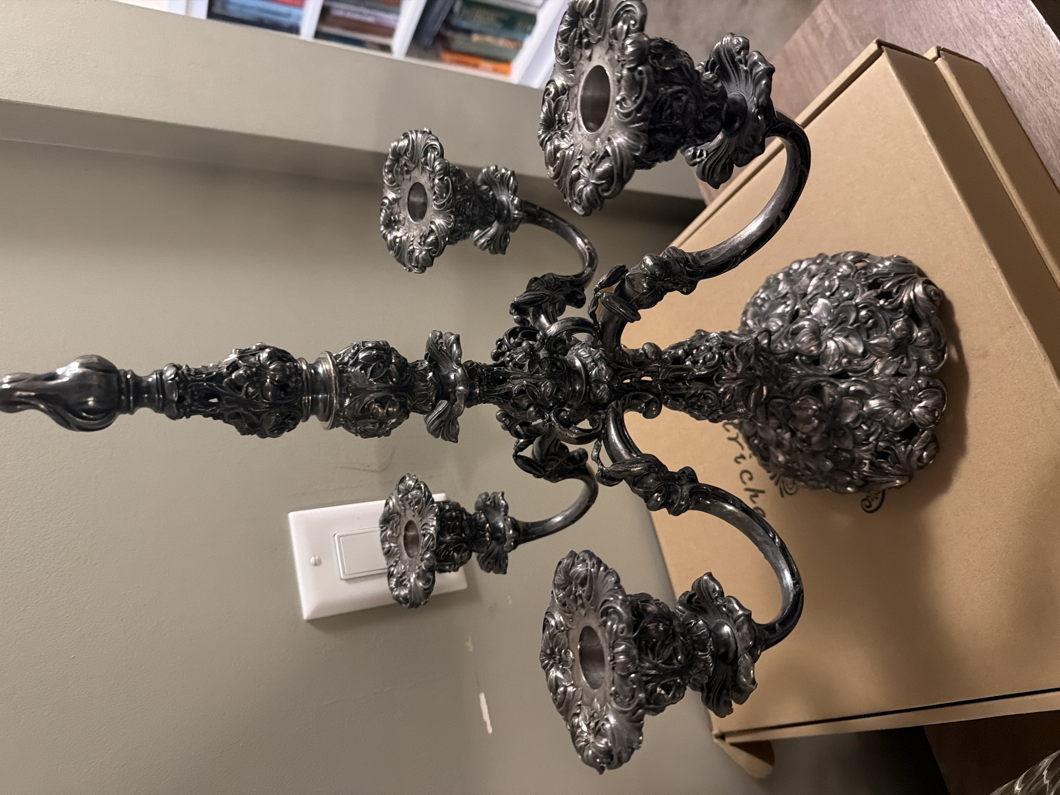 Rococo Revival Style Silver-Plated Candelabrum