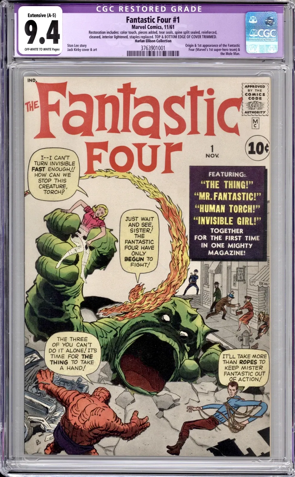 Fantastic Four #1 Restored Comic Book (Marvel Comics, 1961)
