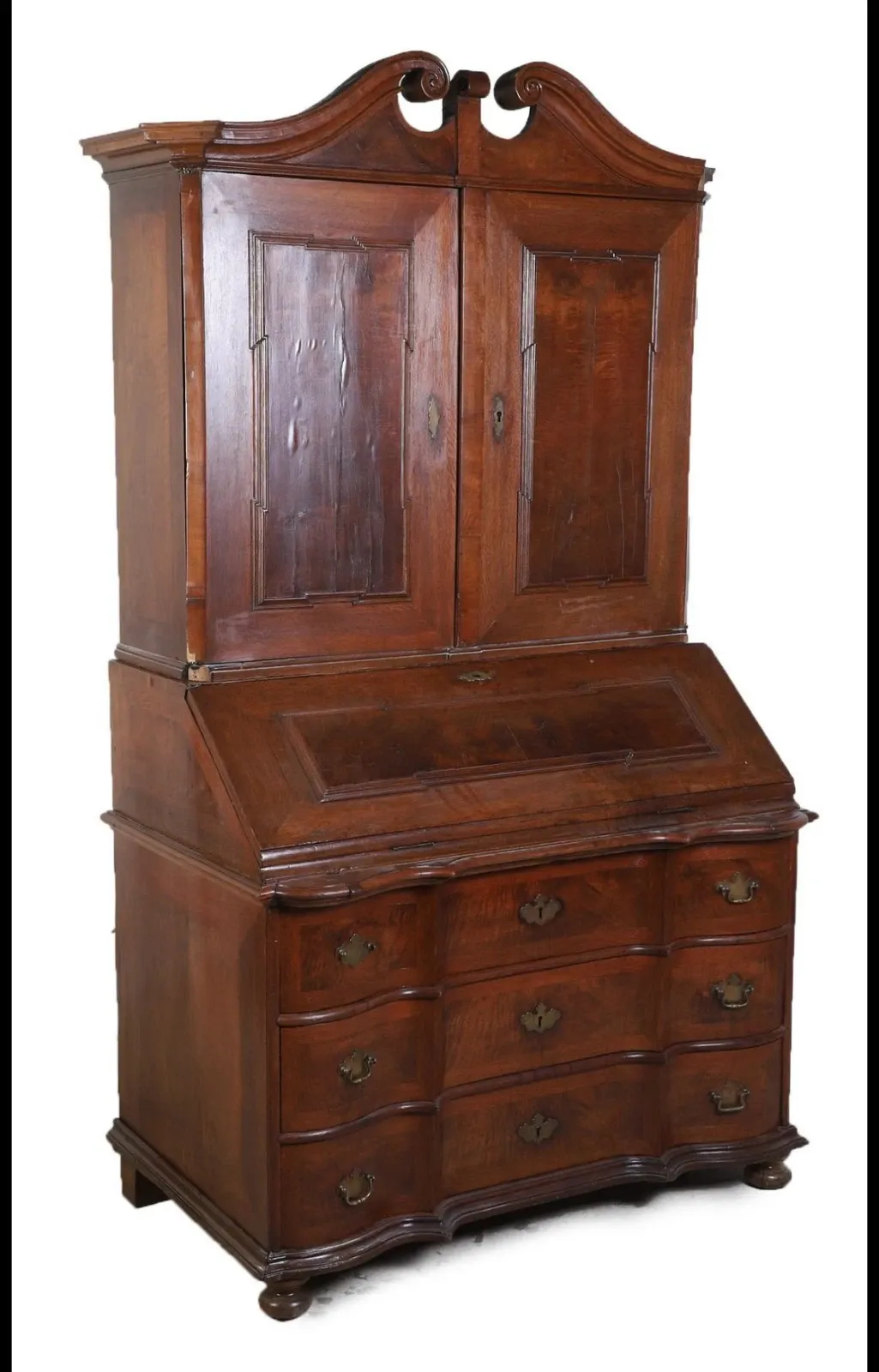 English Georgian Period Walnut Secretary Bookcase thumbnail 2