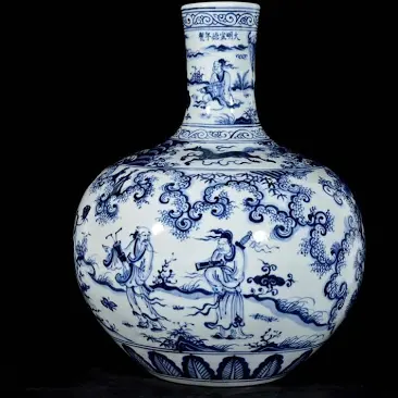 Ming Style Blue and White Porcelain Moonflask Vase