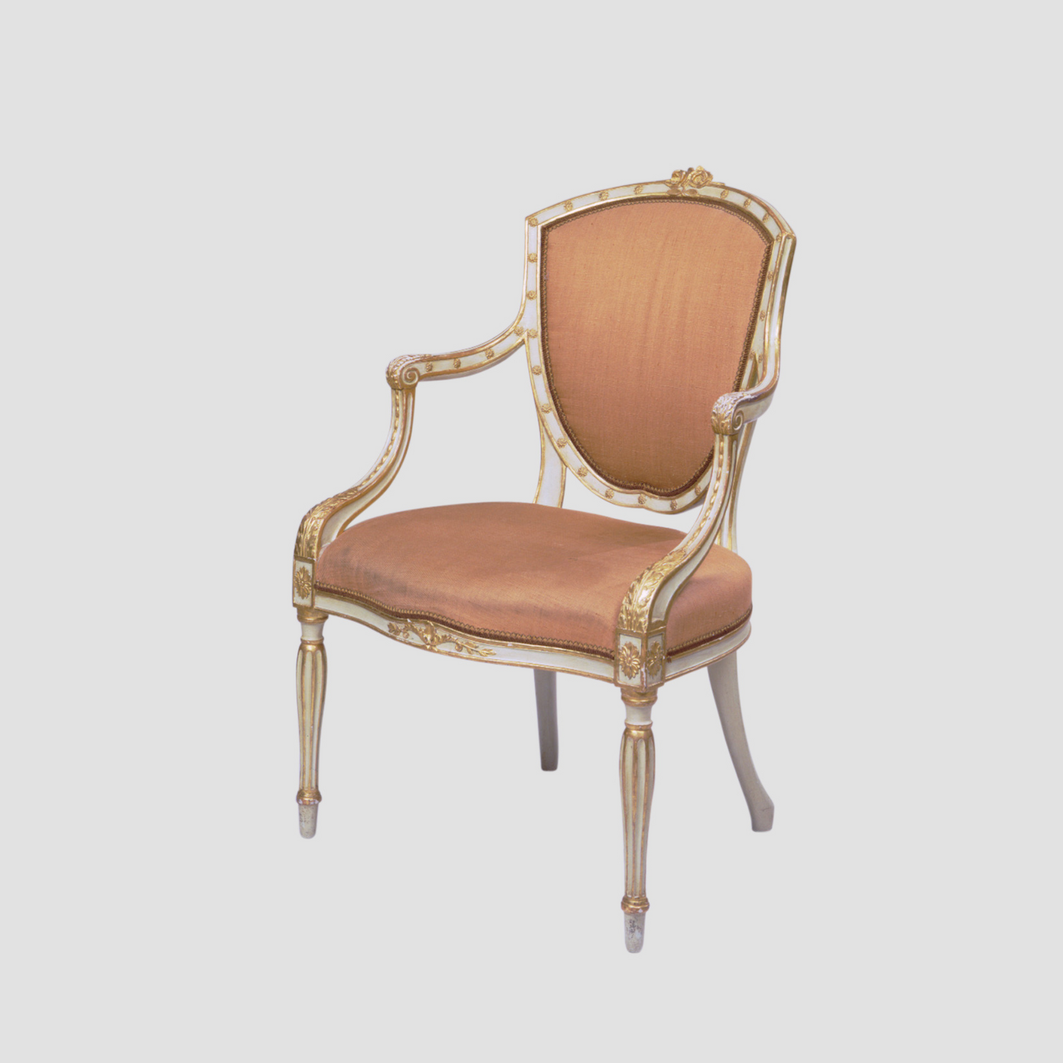 Painted Parcel Gilt Shield Back Open Armchair thumbnail 2