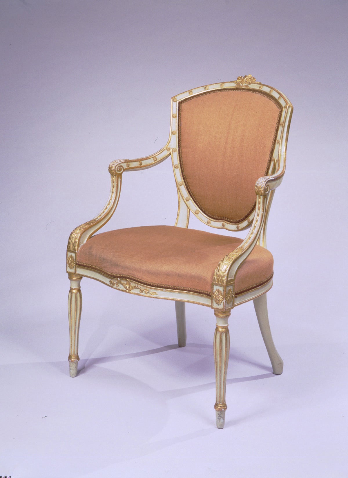 Painted Parcel Gilt Shield Back Open Armchair thumbnail 3