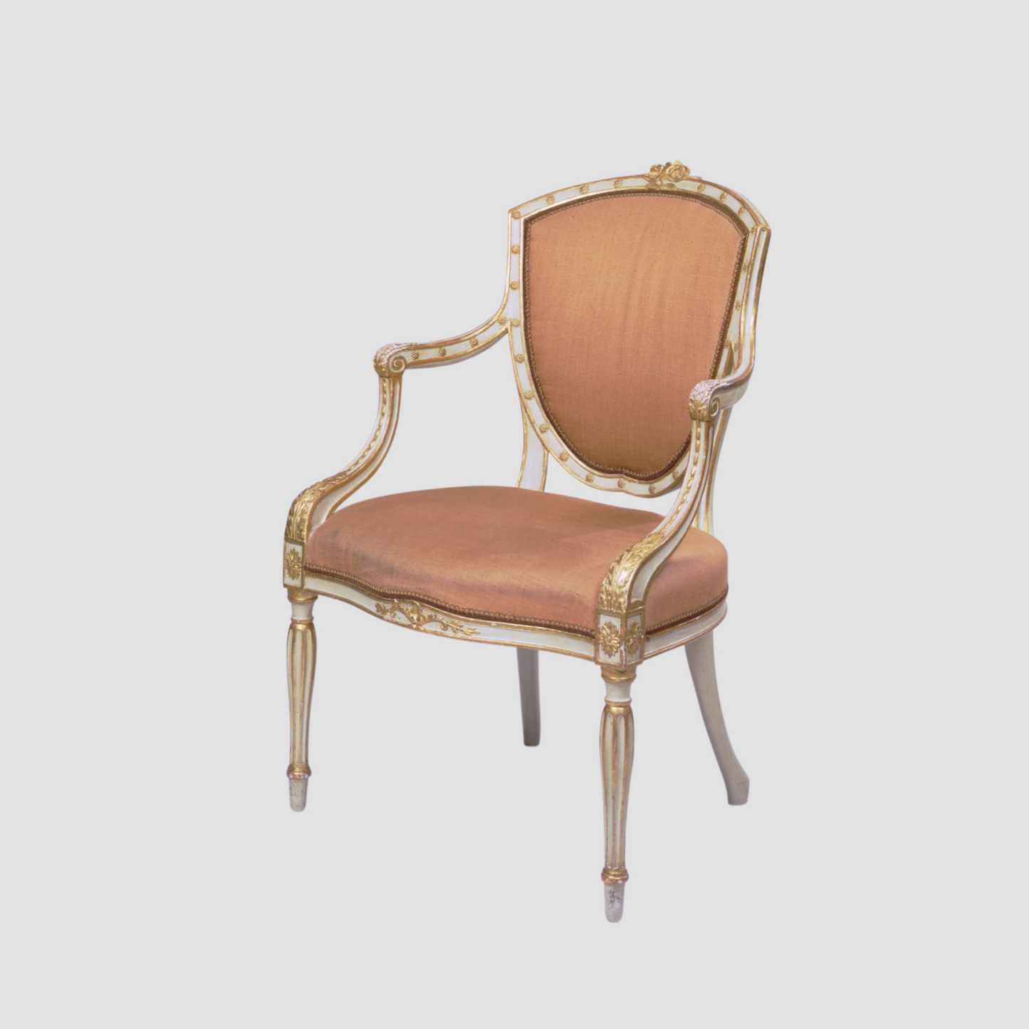 Painted Parcel Gilt Shield Back Open Armchair thumbnail 4
