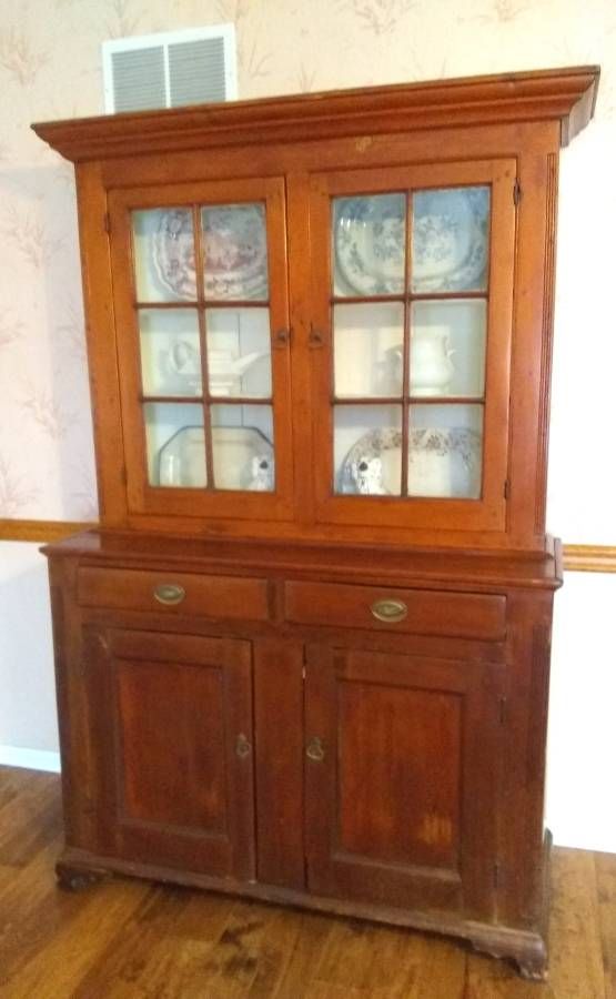 American Country Style Pine Two‑Part Kitchen Cupboard