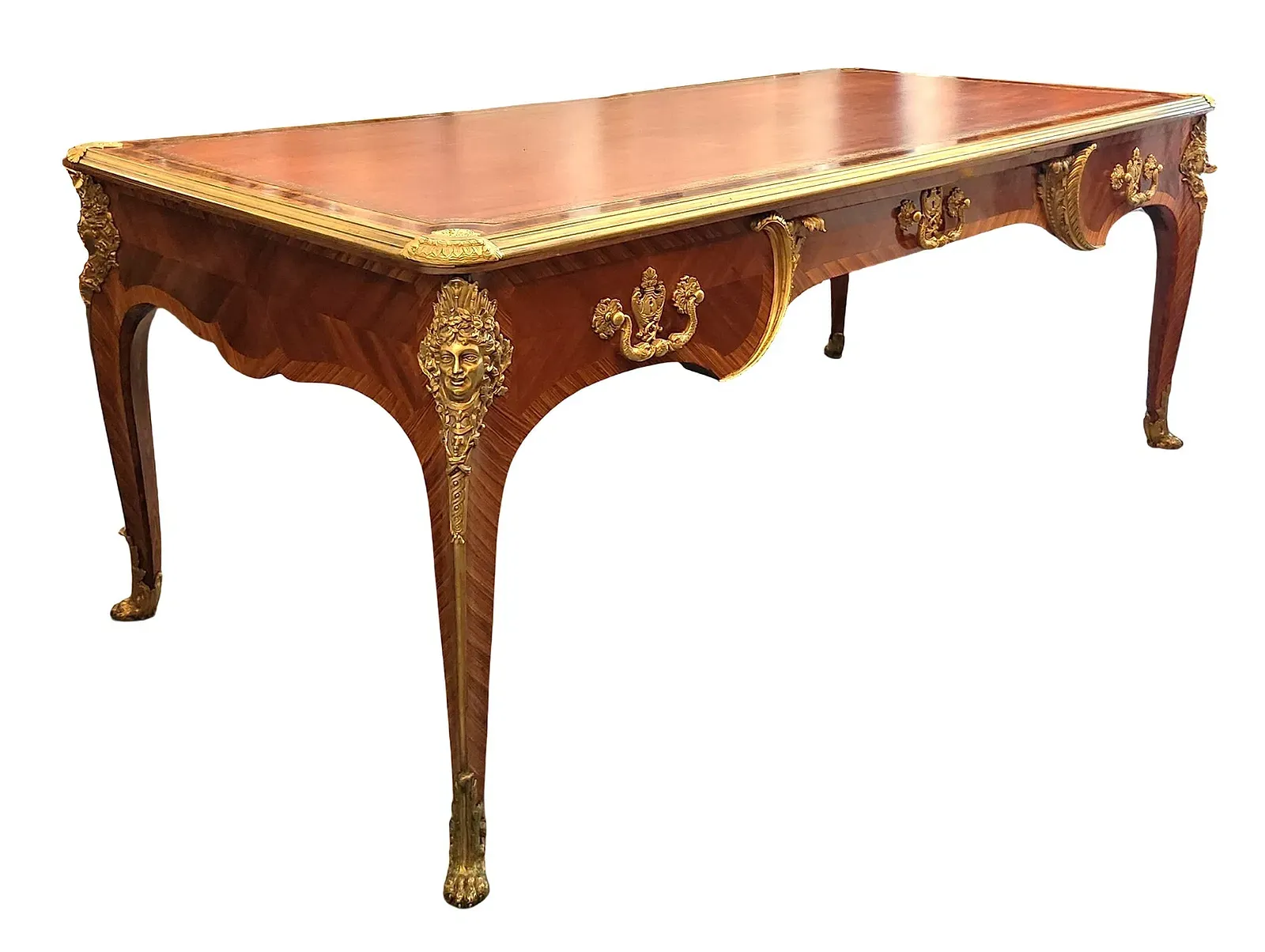 French Louis XV Style Kingwood and Gilt-Bronze Bureau Plat Writing Table thumbnail