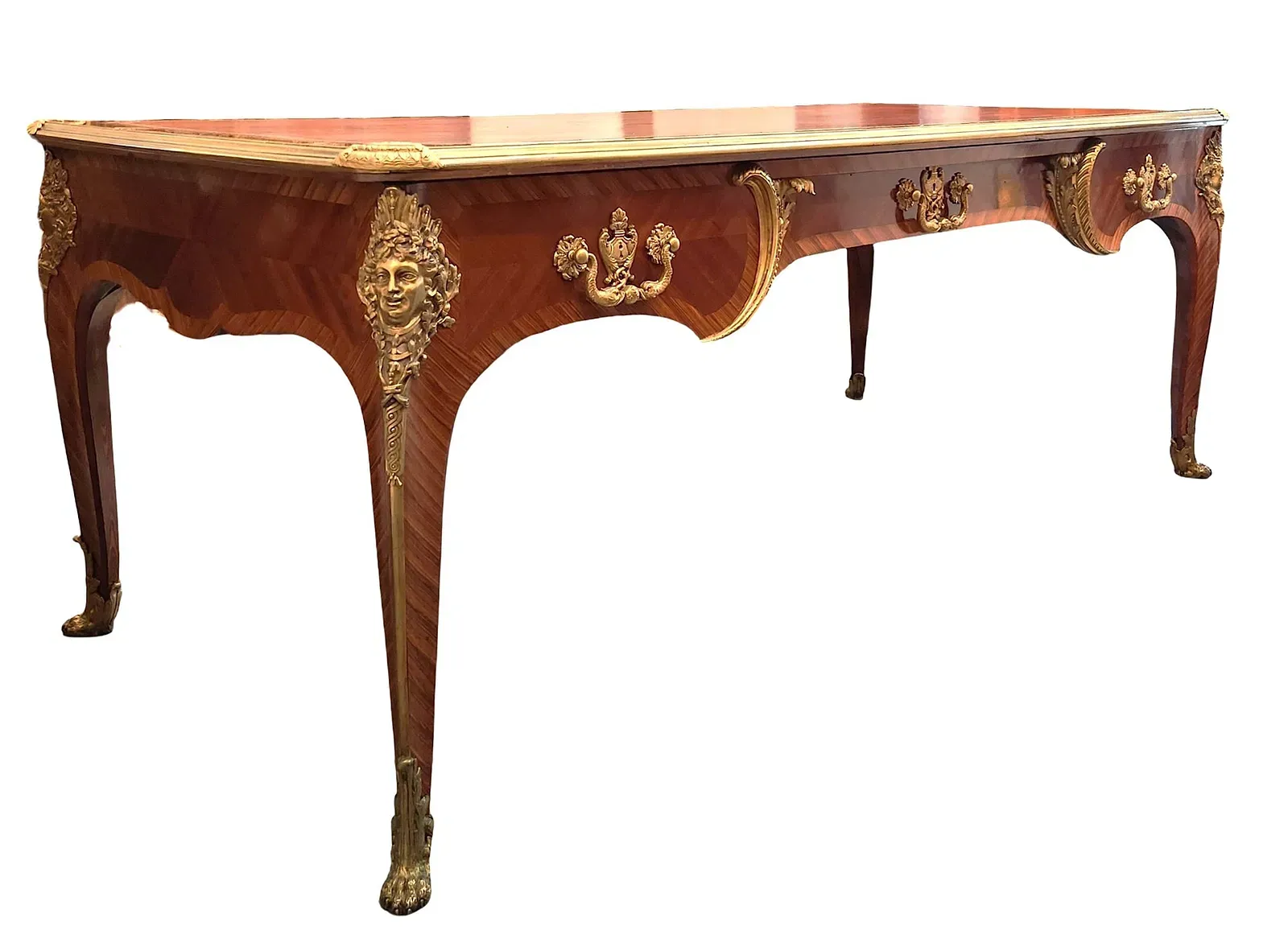 French Louis XV Style Kingwood and Gilt-Bronze Bureau Plat Writing Table thumbnail 3
