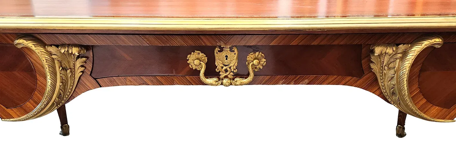 French Louis XV Style Kingwood and Gilt-Bronze Bureau Plat Writing Table thumbnail 6