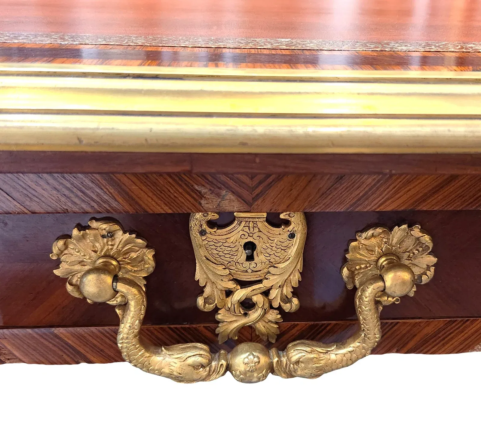 French Louis XV Style Kingwood and Gilt-Bronze Bureau Plat Writing Table thumbnail 7
