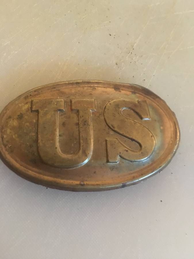 American Civil War Period Brass 'US' Cartridge Box Plate