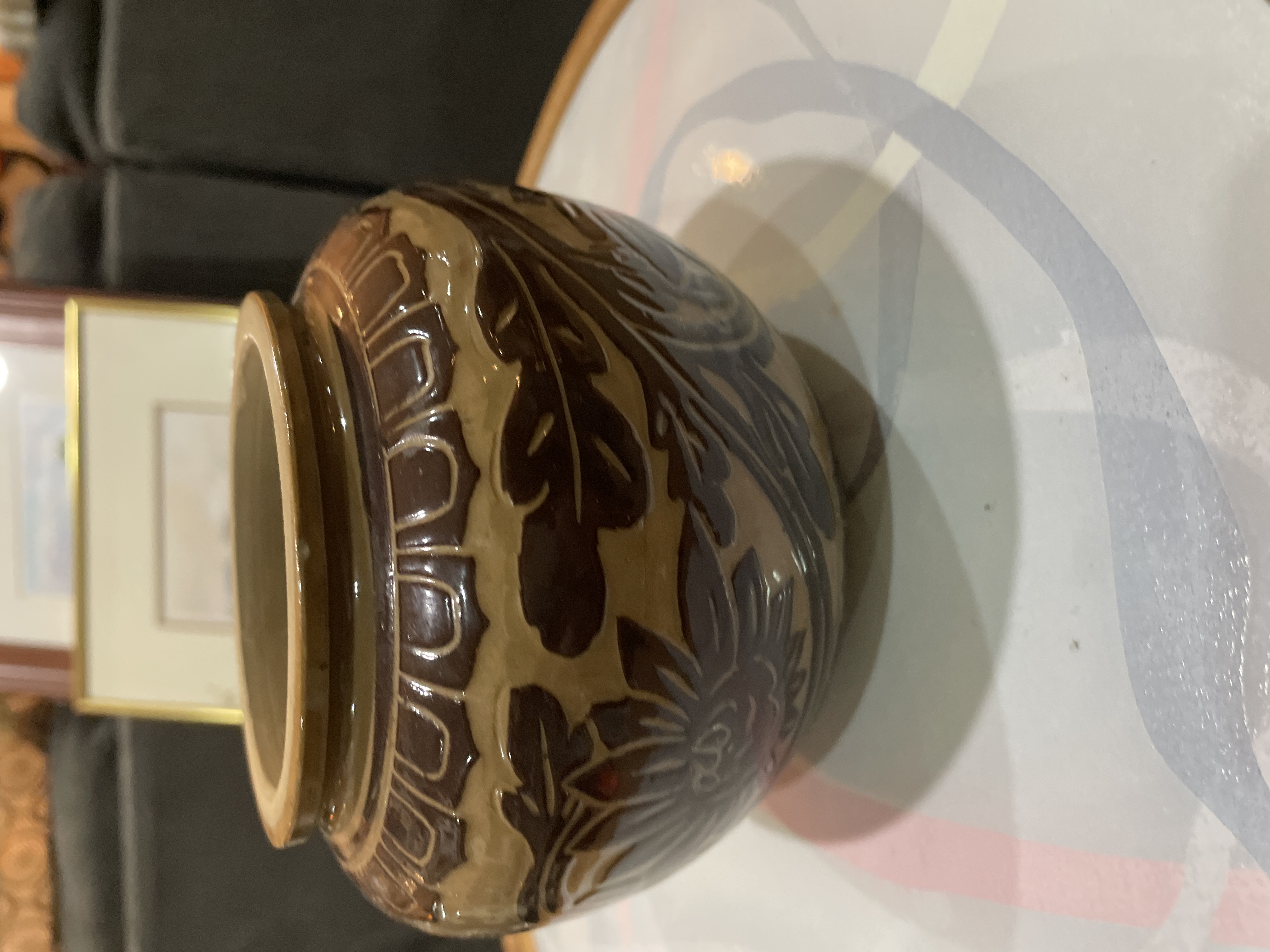 Vintage Glazed Pottery Vase