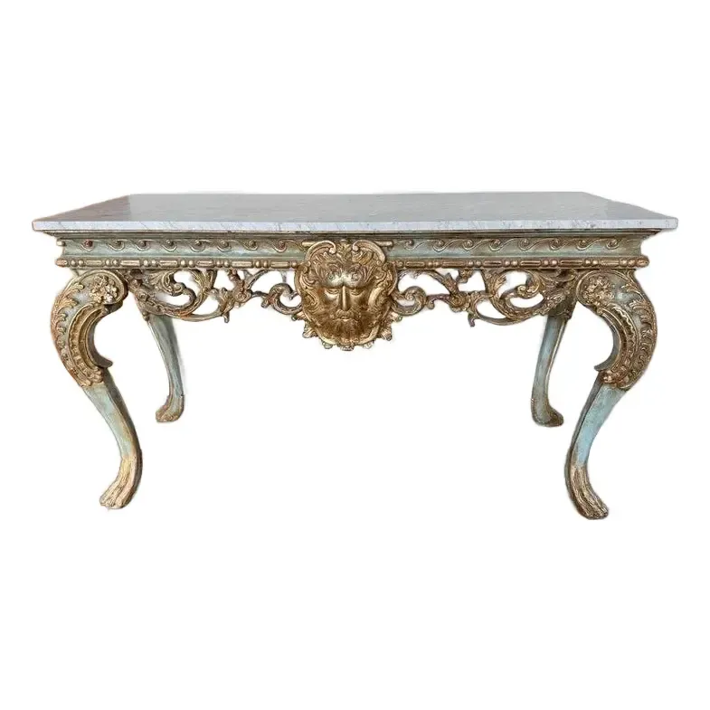 Italian Rococo Style Painted and Parcel-Gilt Console Table
