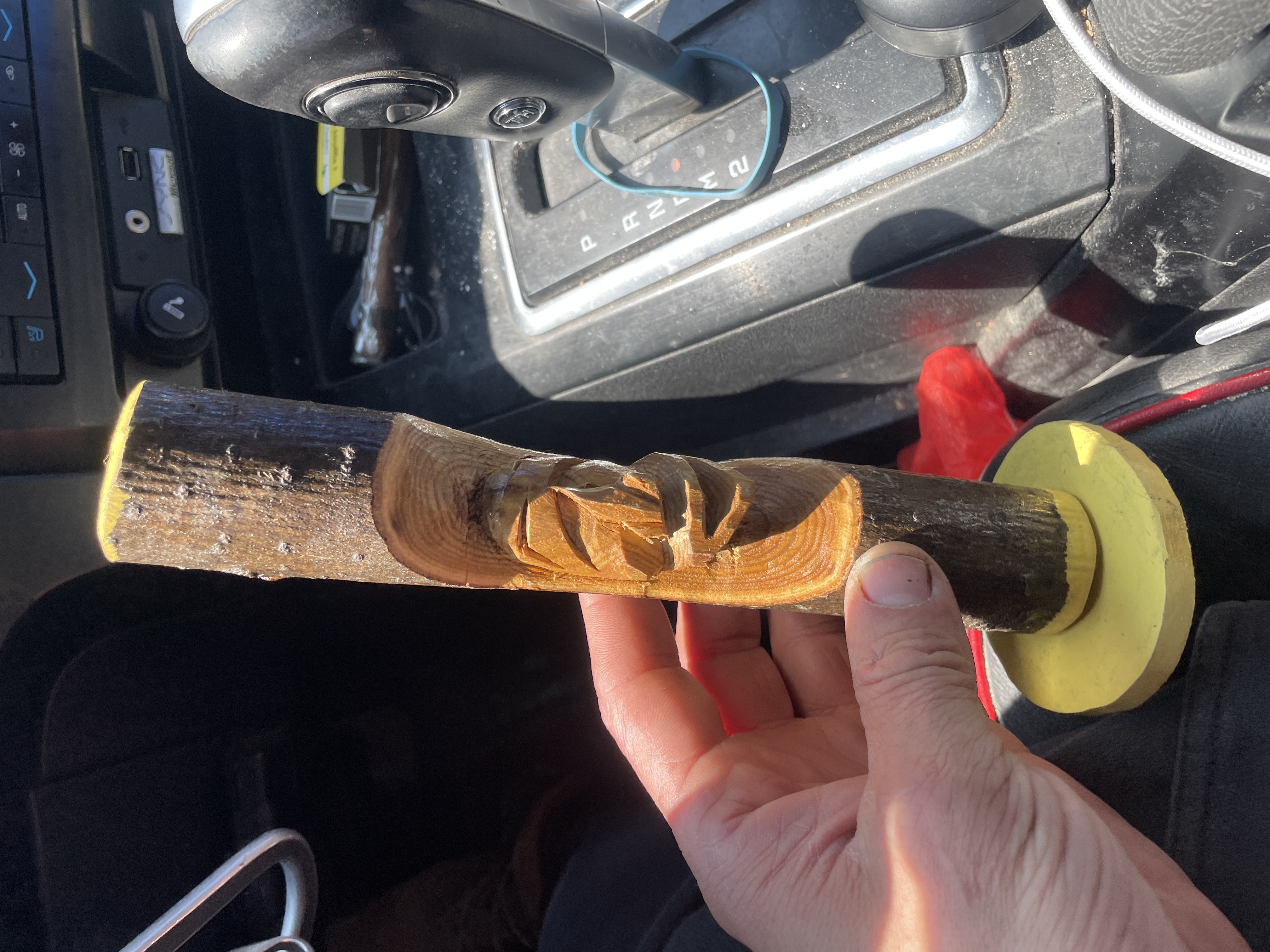 Carved Wooden Stick Ornament