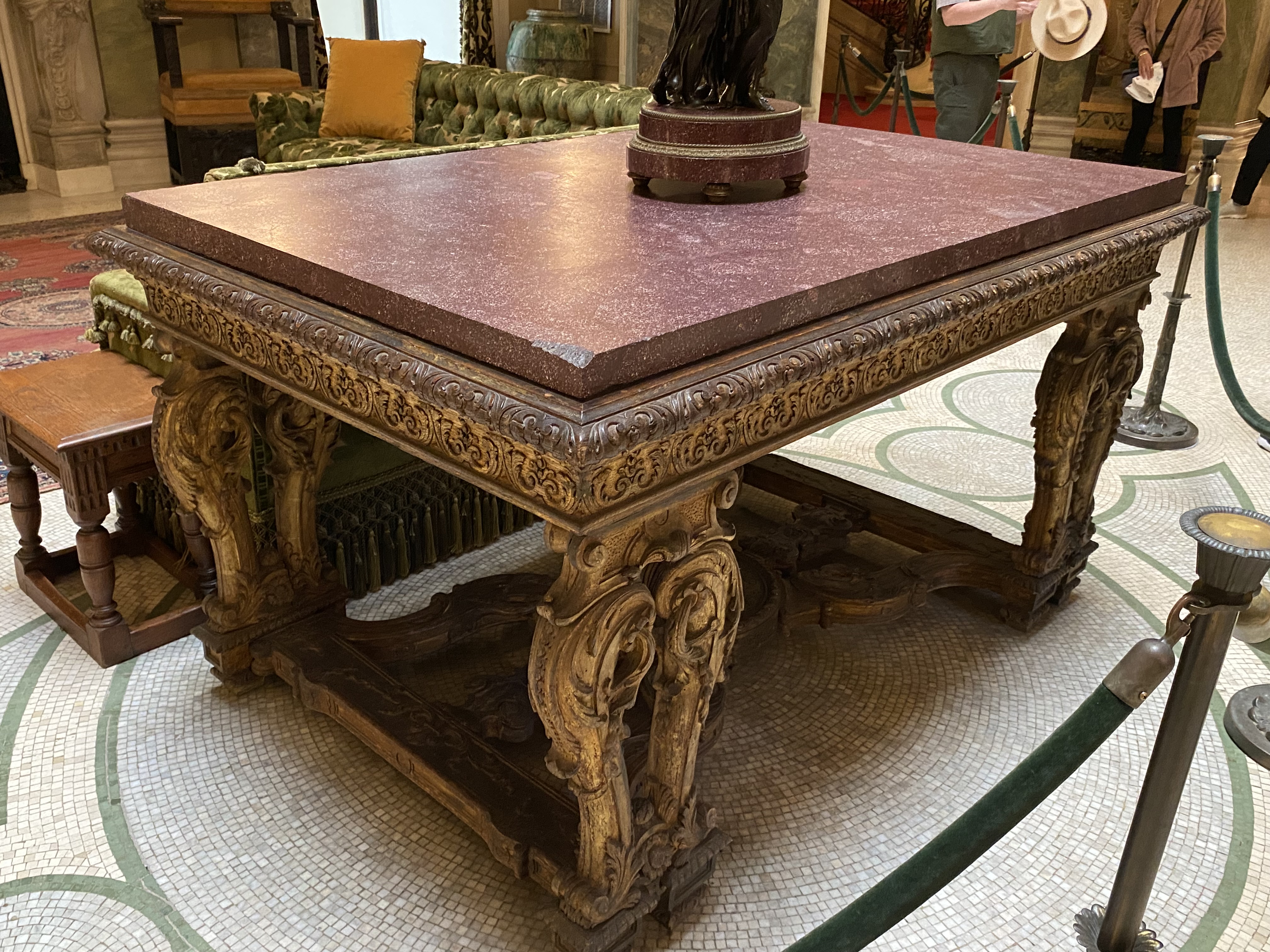 Rococo Style Carved Giltwood Table with Marble Top
