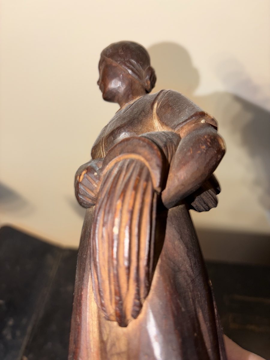 Carved Wood Figure of a Peasant Woman thumbnail 2