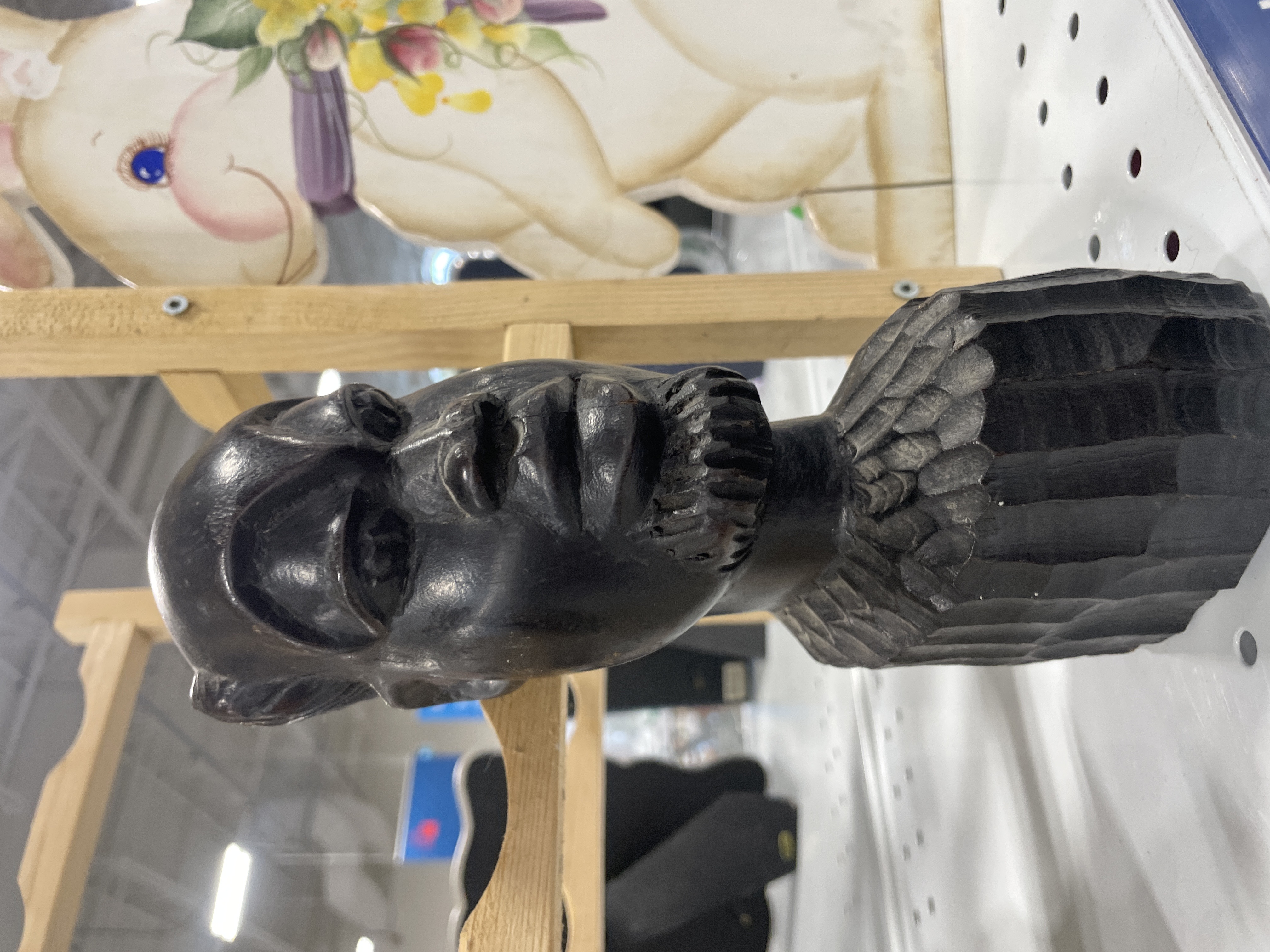 African Tribal Carved Wooden Bust