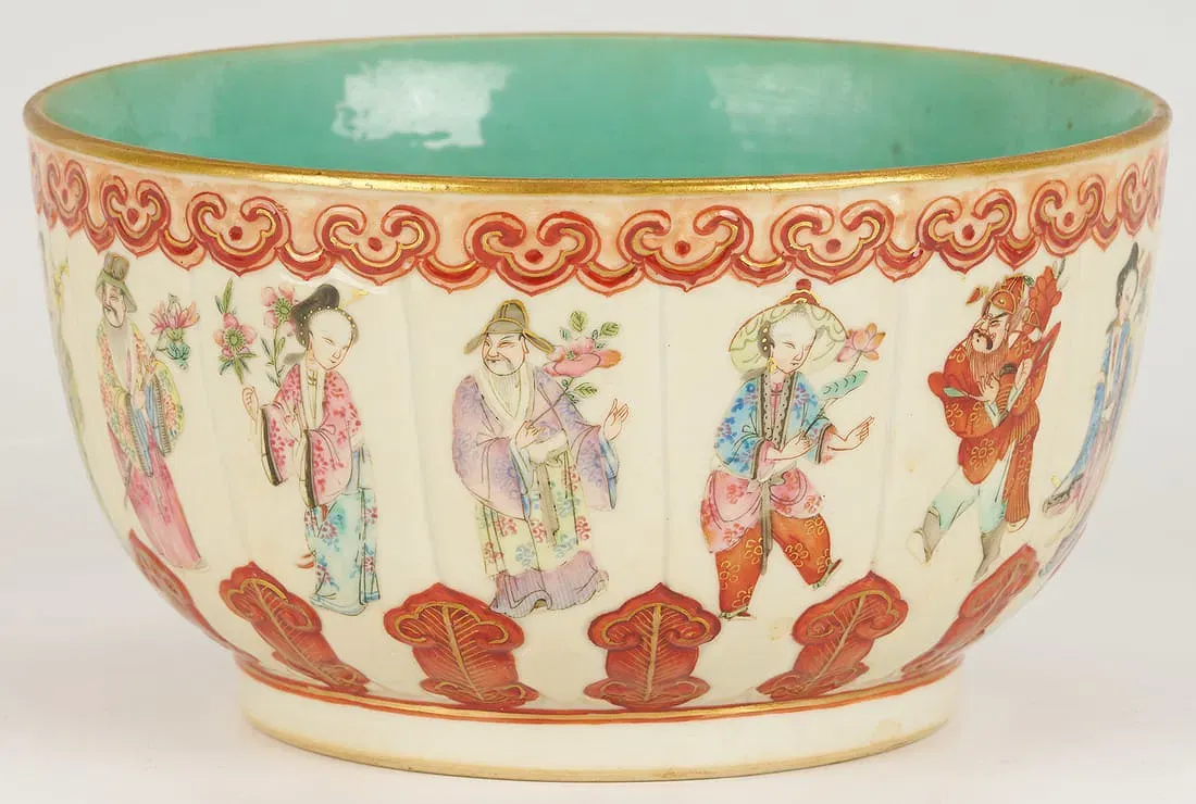 Chinese Famille Rose 'Eight Immortals' Bowl thumbnail 2