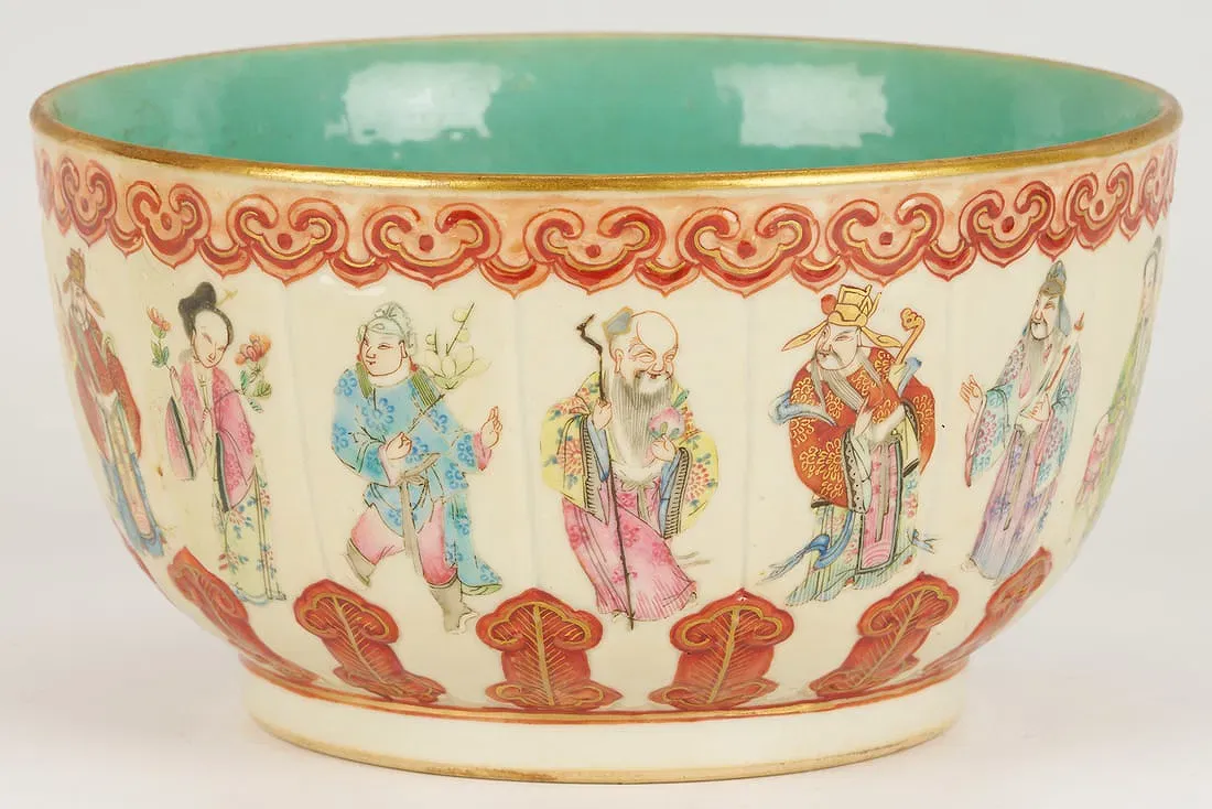 Chinese Famille Rose 'Eight Immortals' Bowl thumbnail 3