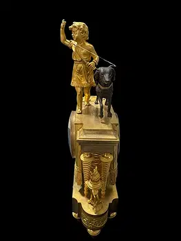 French Empire Period Ormolu and Patinated Bronze Mantel Clock by Dubuc Jeune thumbnail 5