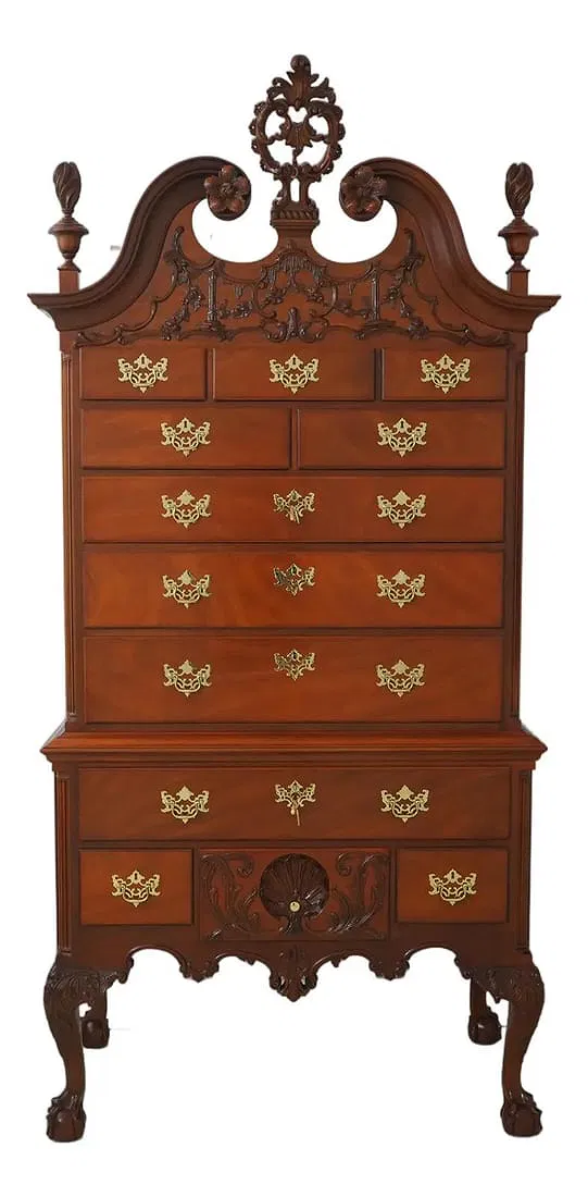 American Chippendale Style Mahogany Highboy Chest on Chest