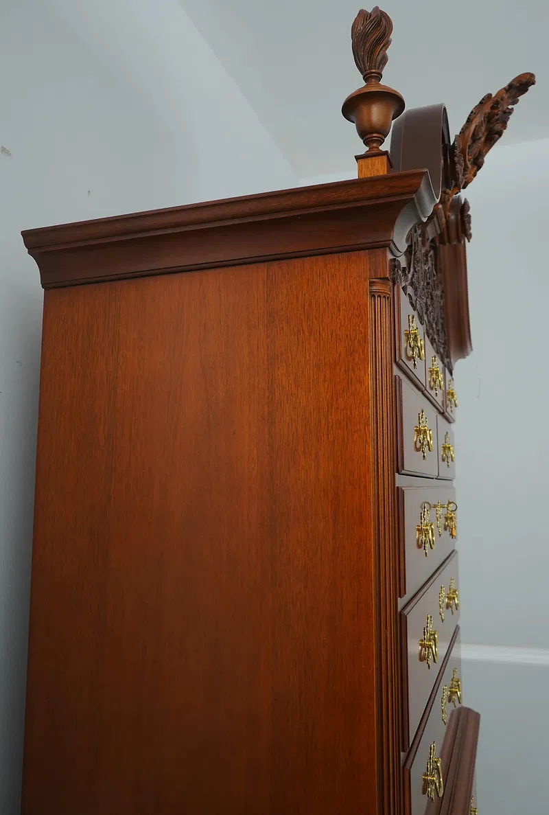 American Chippendale Style Mahogany Highboy Chest on Chest thumbnail 7