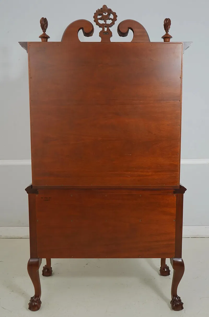 American Chippendale Style Mahogany Highboy Chest on Chest thumbnail 9