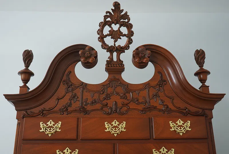American Chippendale Style Mahogany Highboy Chest on Chest thumbnail 10
