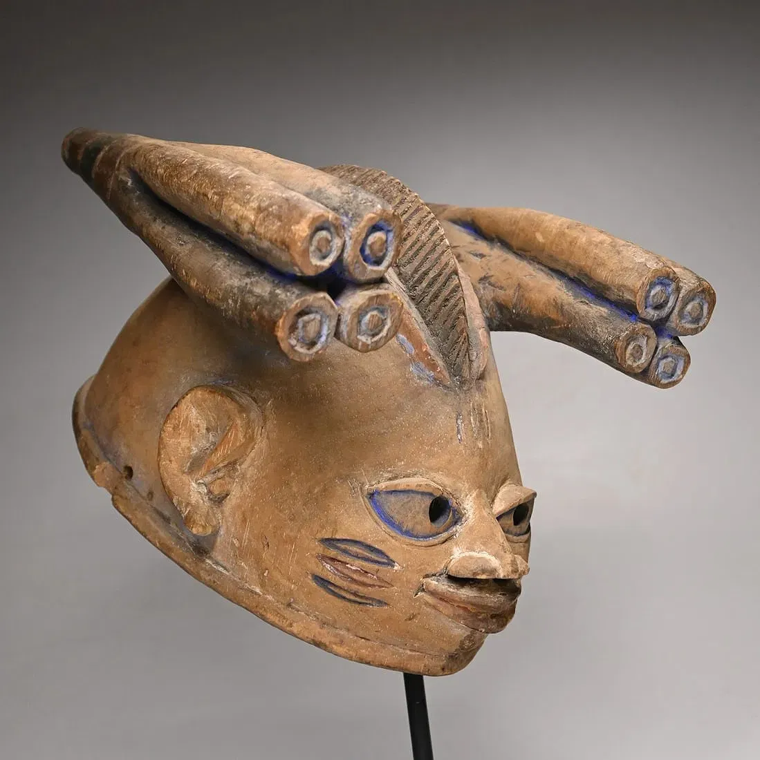 Yoruba Gelede Carved Wood Helmet Mask thumbnail 4