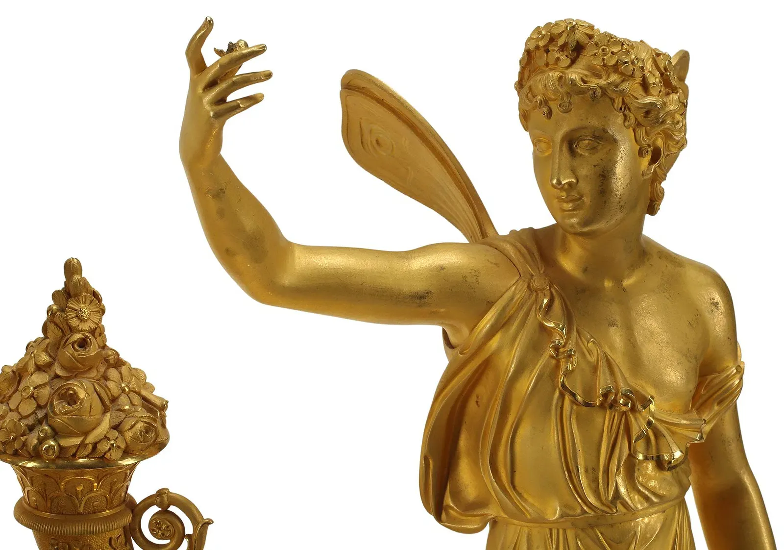 French Empire Period Gilt Bronze Figural Mantel Clock thumbnail 2