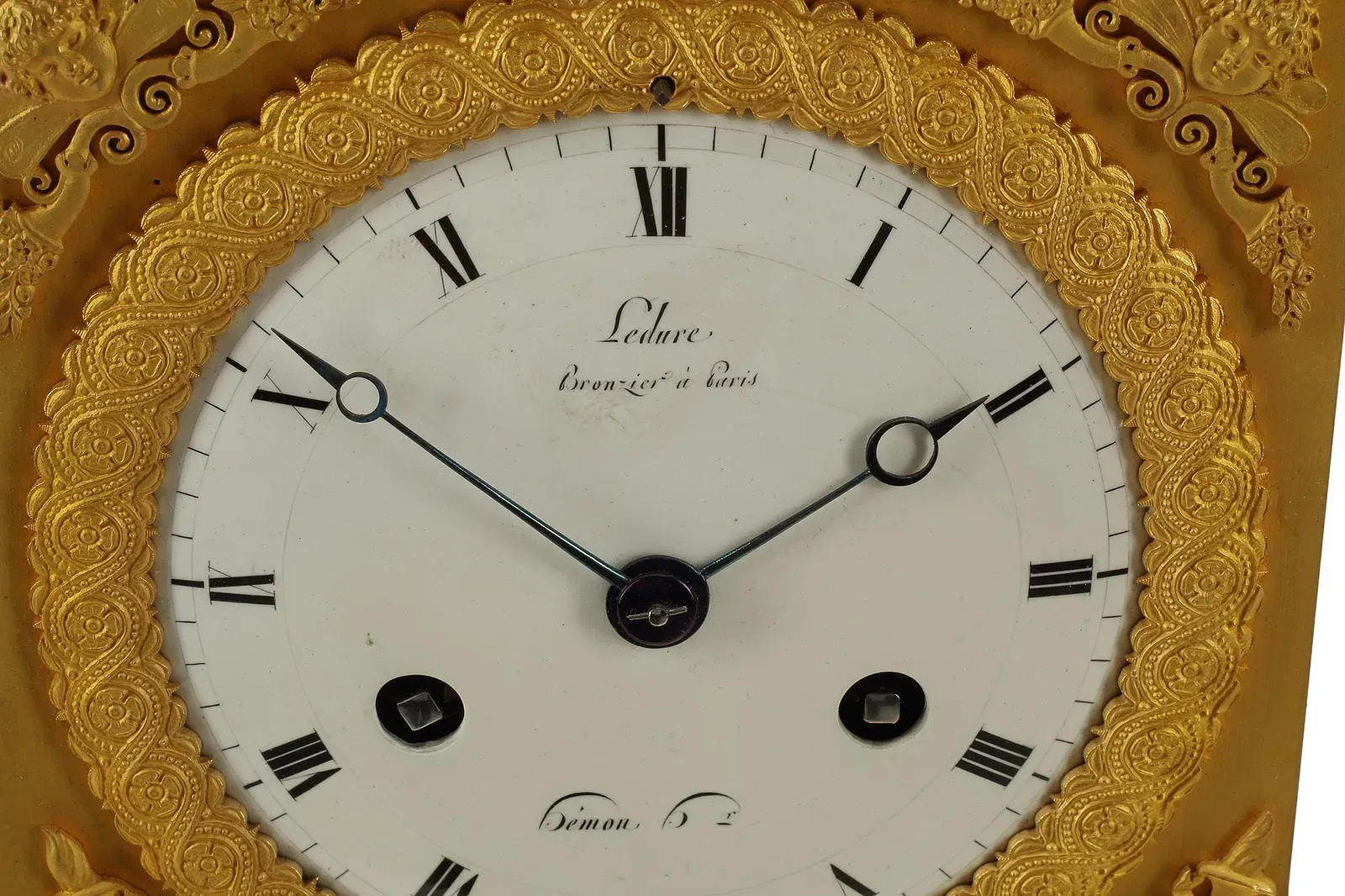 French Empire Period Gilt Bronze Figural Mantel Clock thumbnail 4