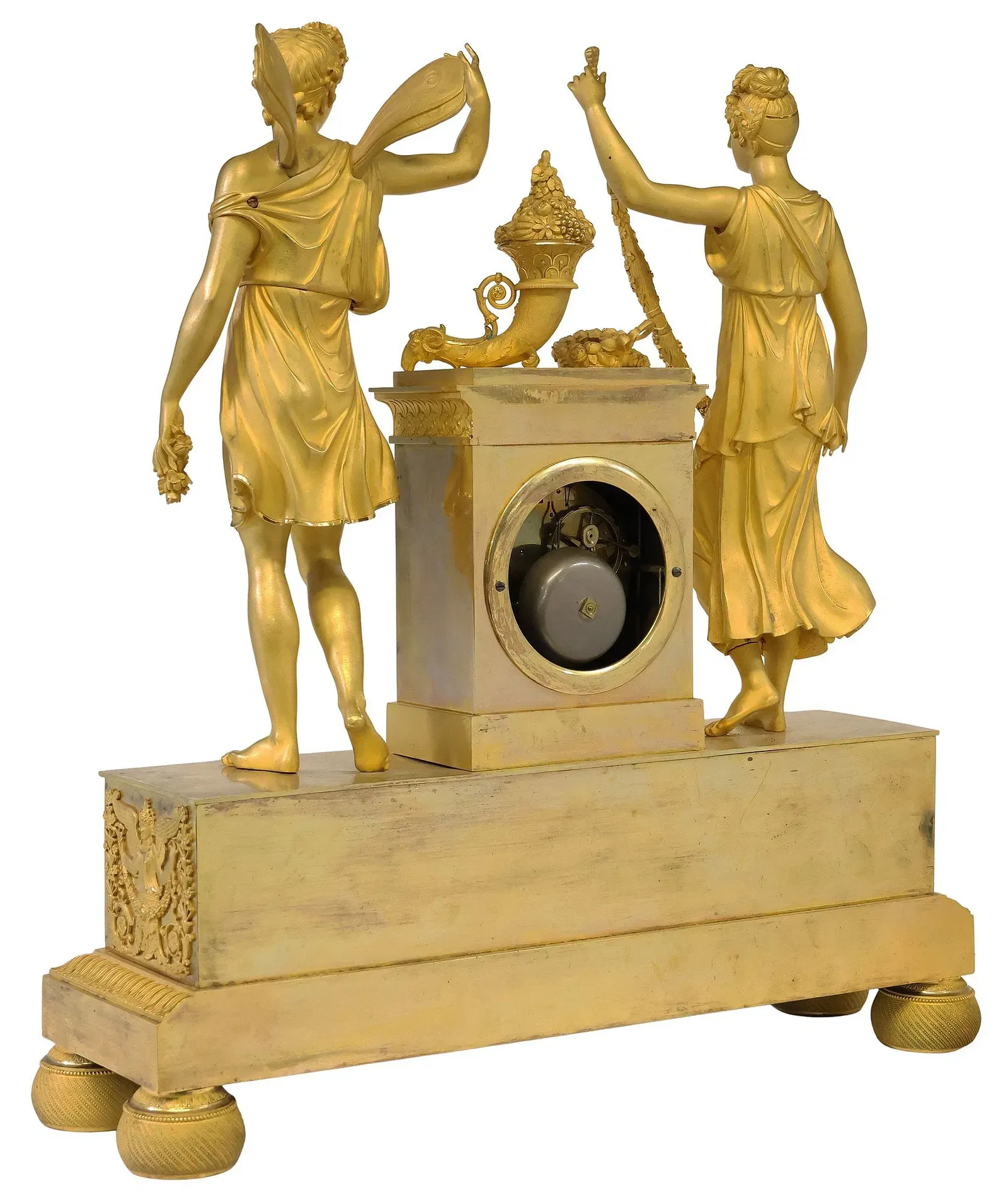 French Empire Period Gilt Bronze Figural Mantel Clock thumbnail 6