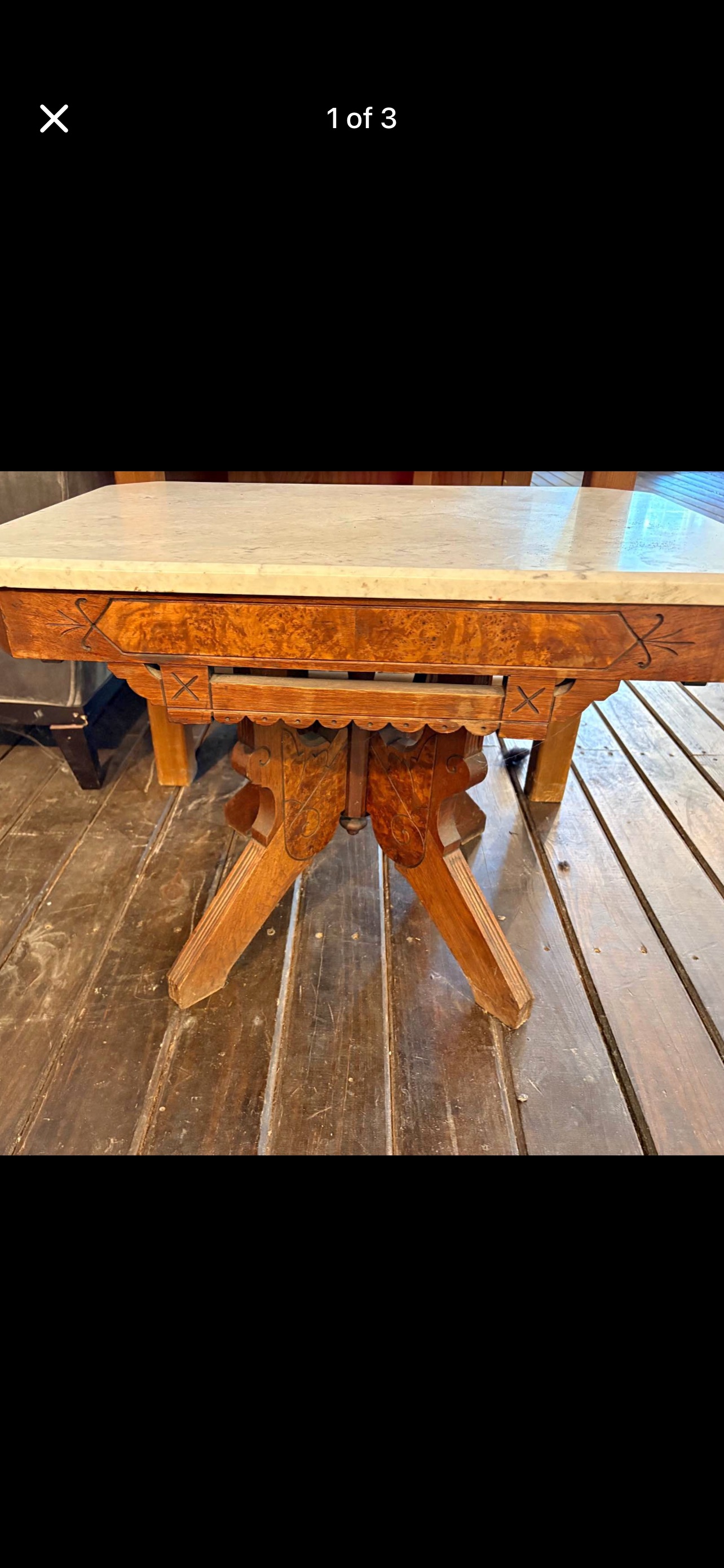 American Eastlake Period Walnut and Marble Top Parlor Table