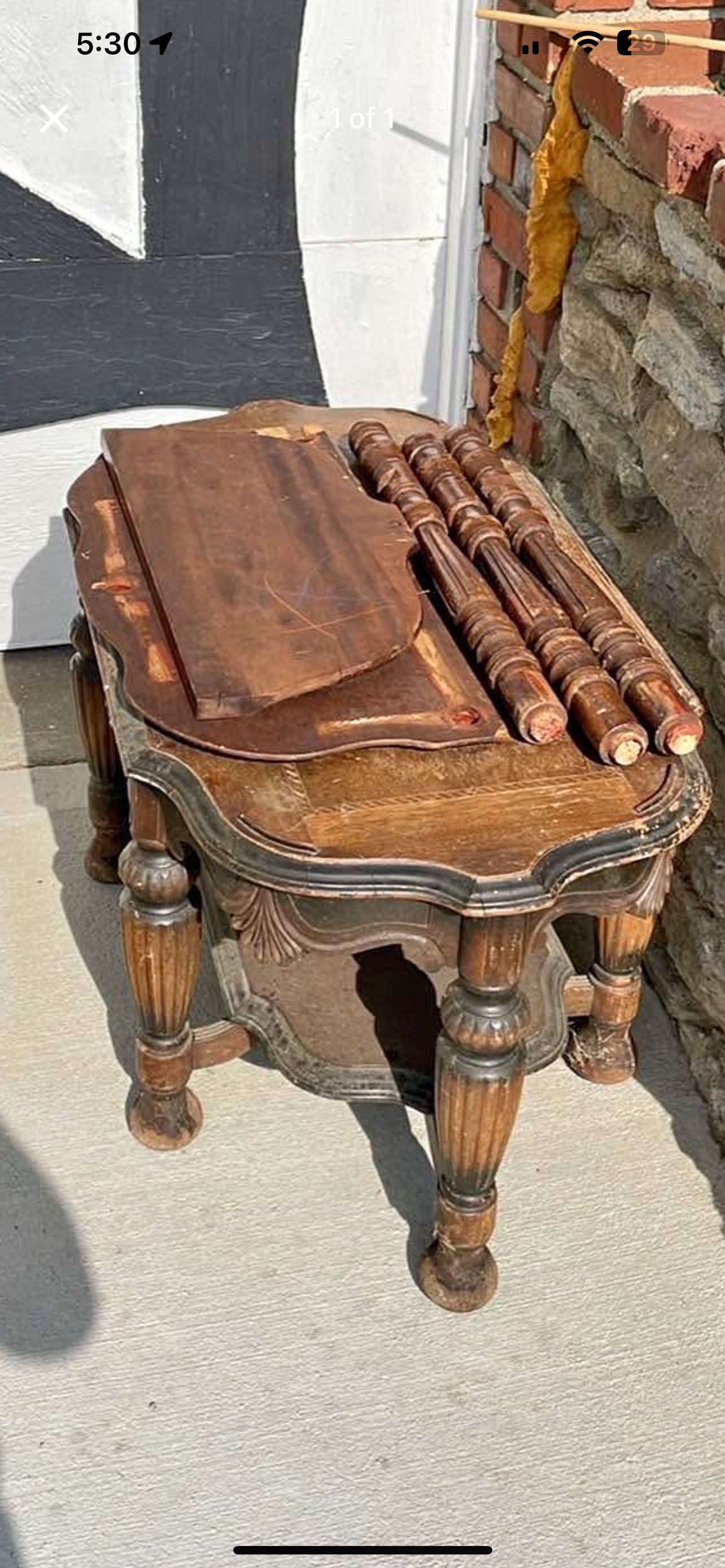American Revival Mahogany Side Table (Disassembled/Poor Condition)