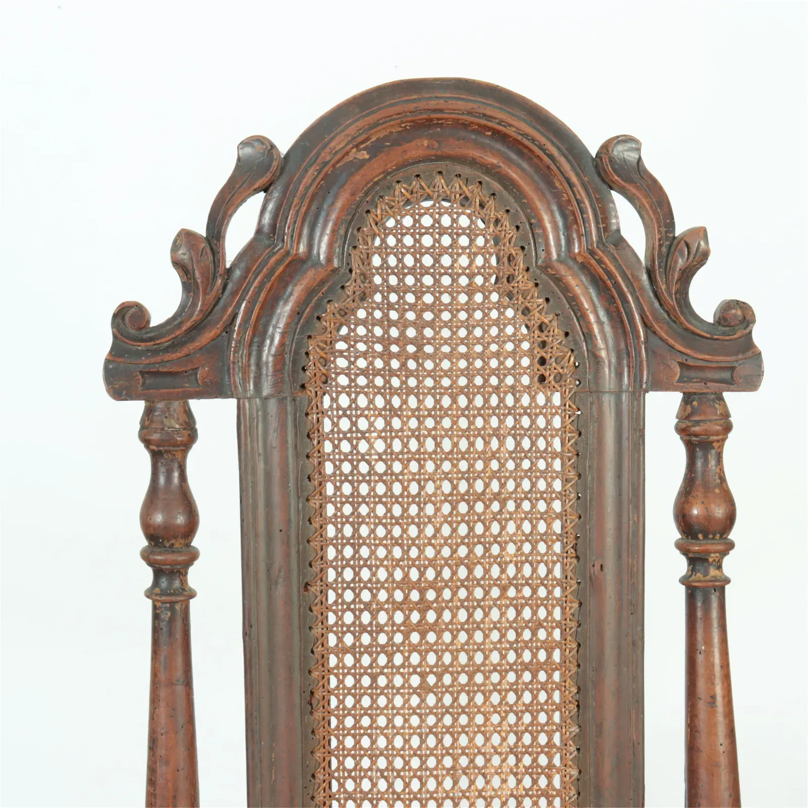 Portuguese Baroque Style Walnut Caned High-Back Side Chairs (Pair) thumbnail 3