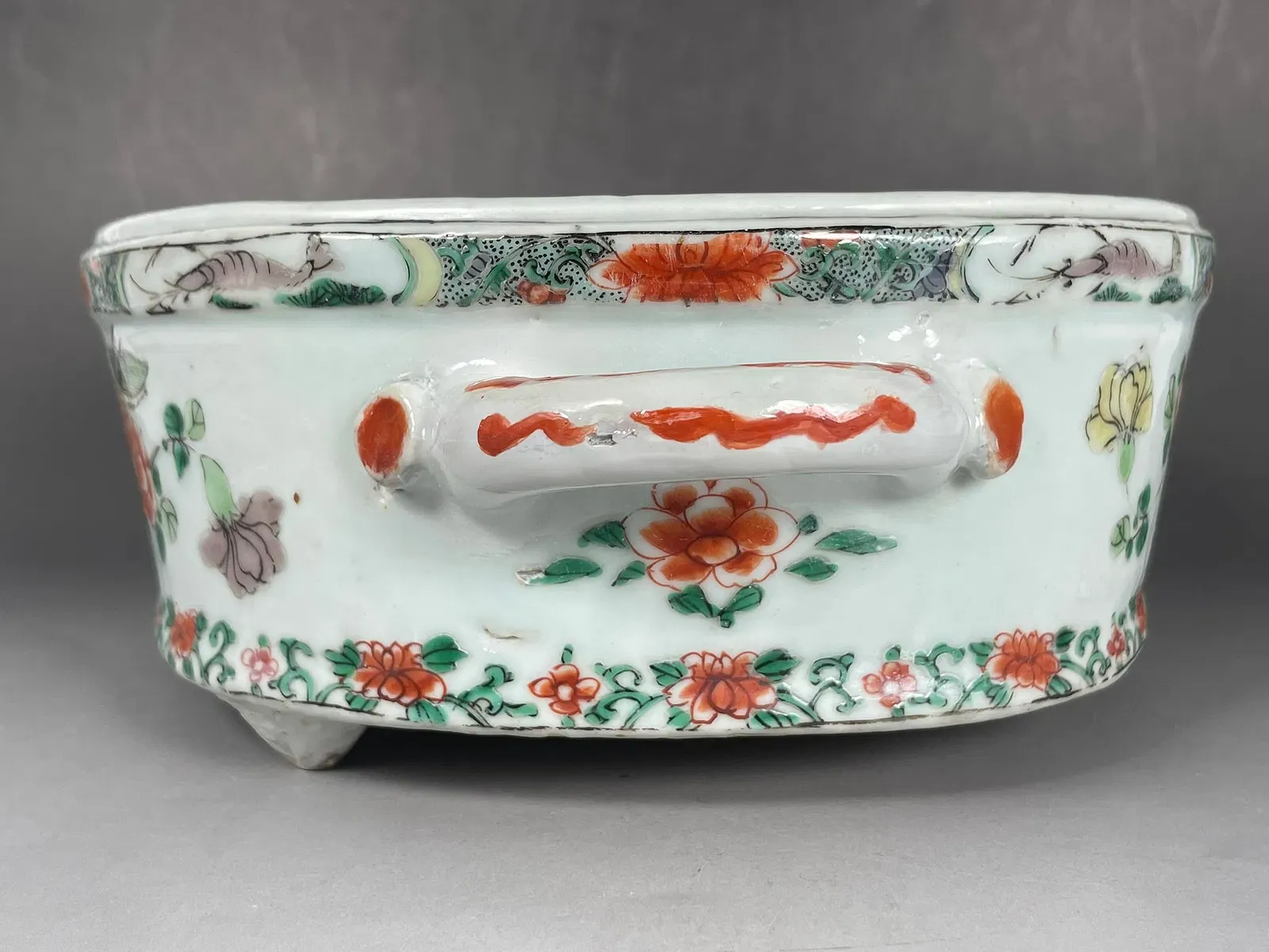 Chinese Famille Verte Style Porcelain Oval Jardinier thumbnail 3