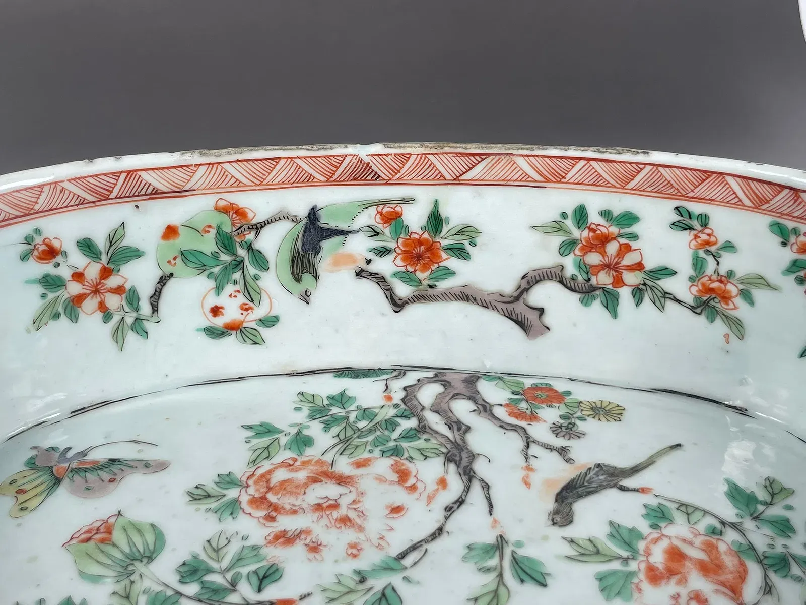 Chinese Famille Verte Style Porcelain Oval Jardinier thumbnail 9