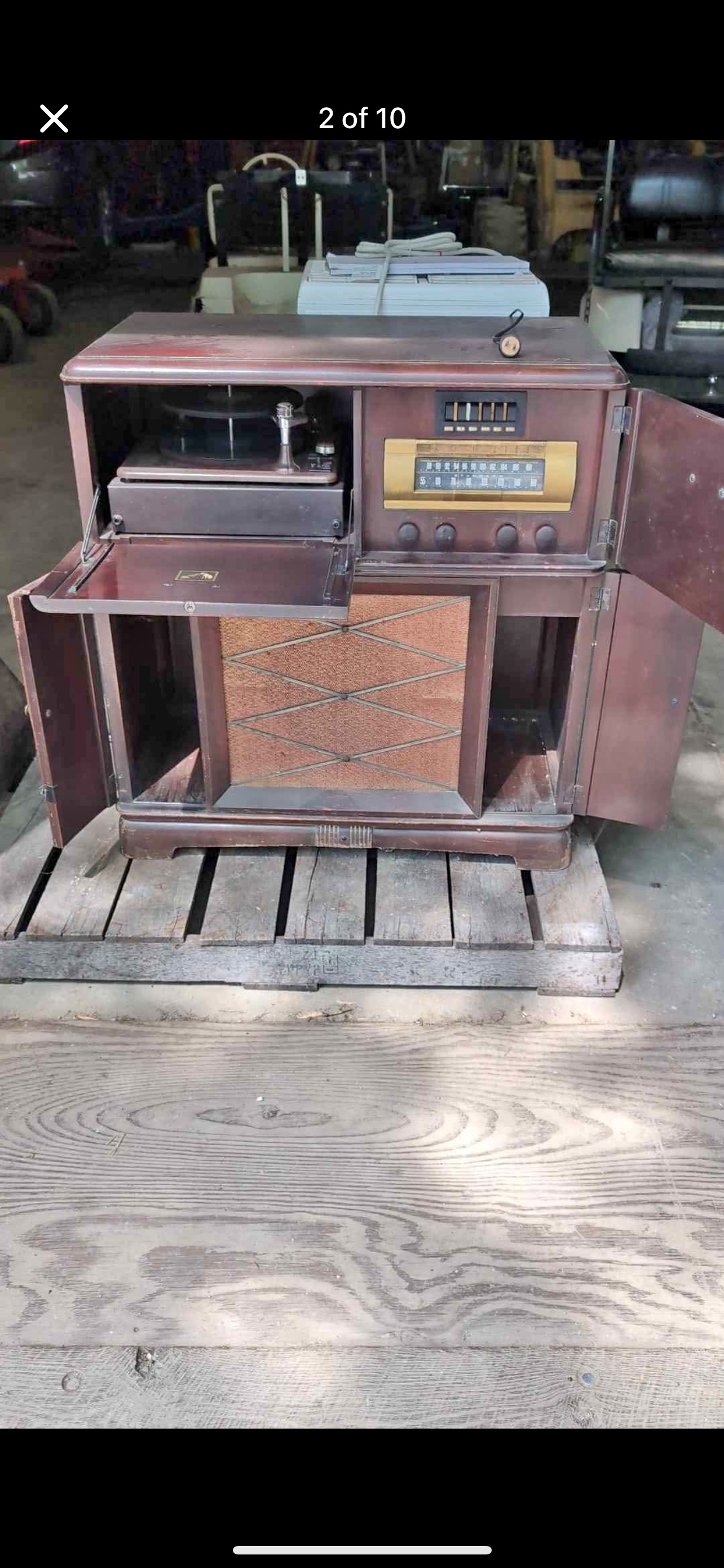 Mid-Century Mahogany Console Radio-Phonograph