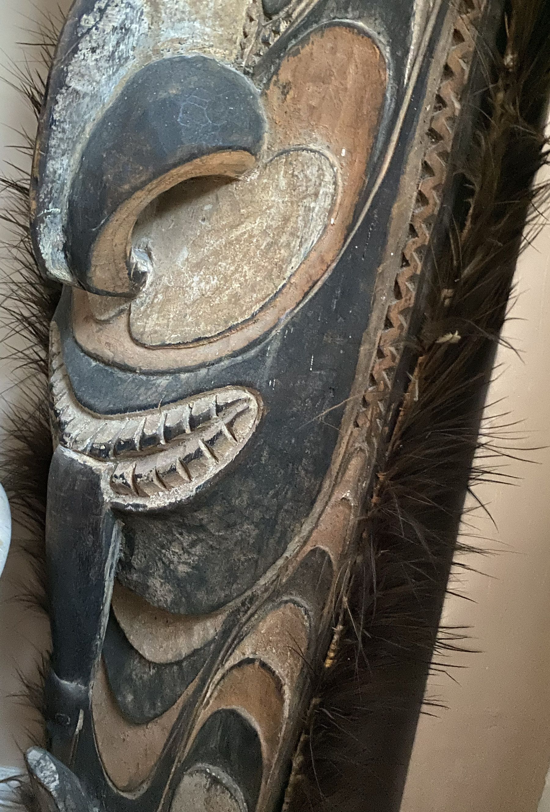 Papuan Sepik River Painted Wood Ancestral Mask thumbnail 3