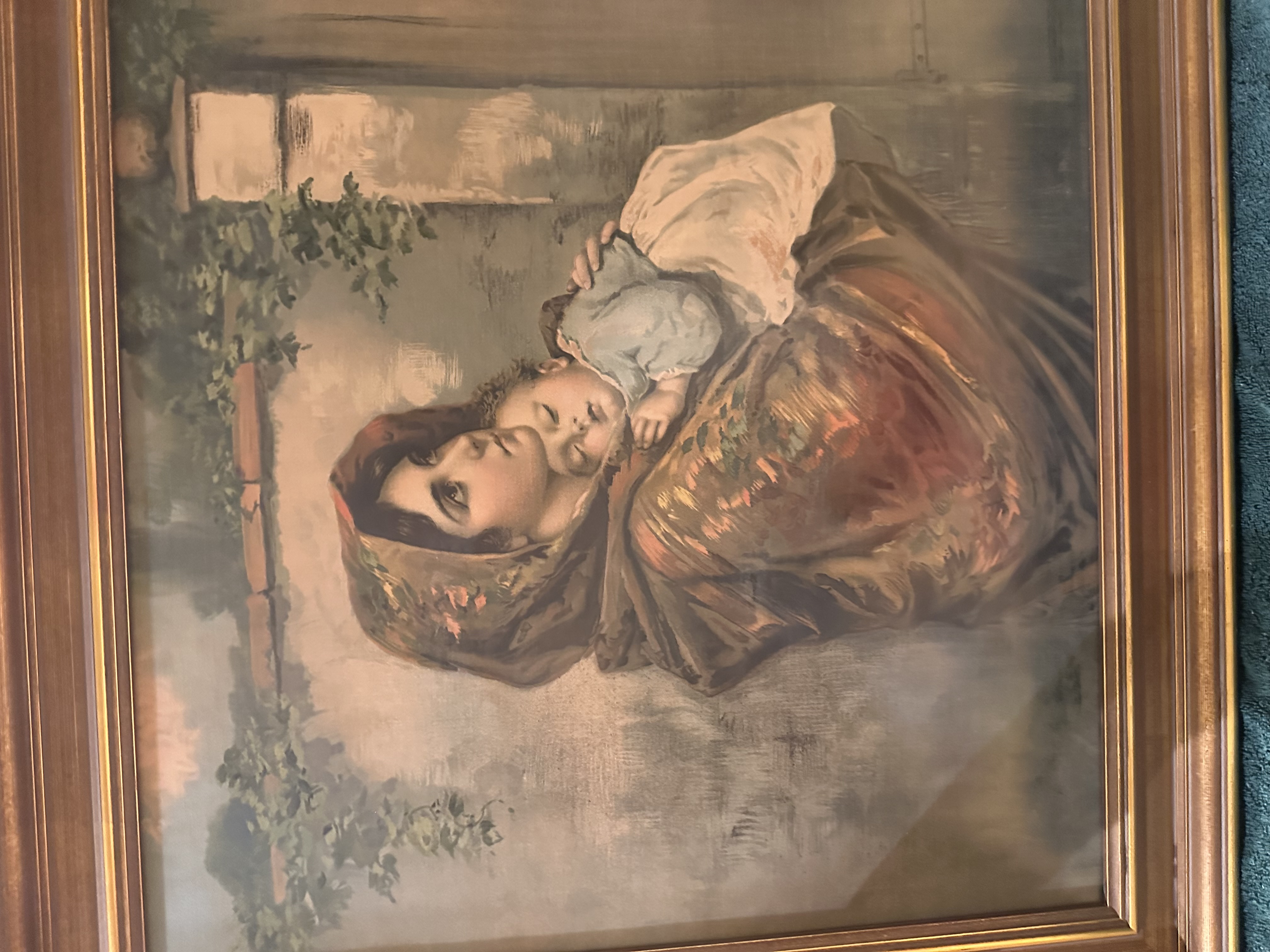 Italian Style Mother and Child Lithograph