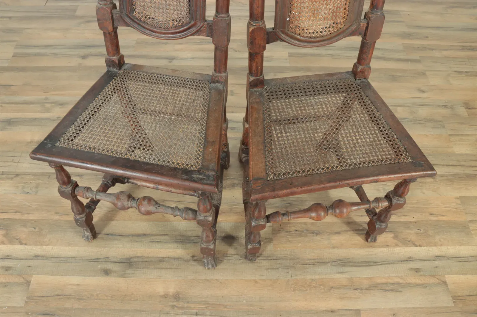 William & Mary Style Walnut Caned High-Back Side Chairs (pair) thumbnail 4